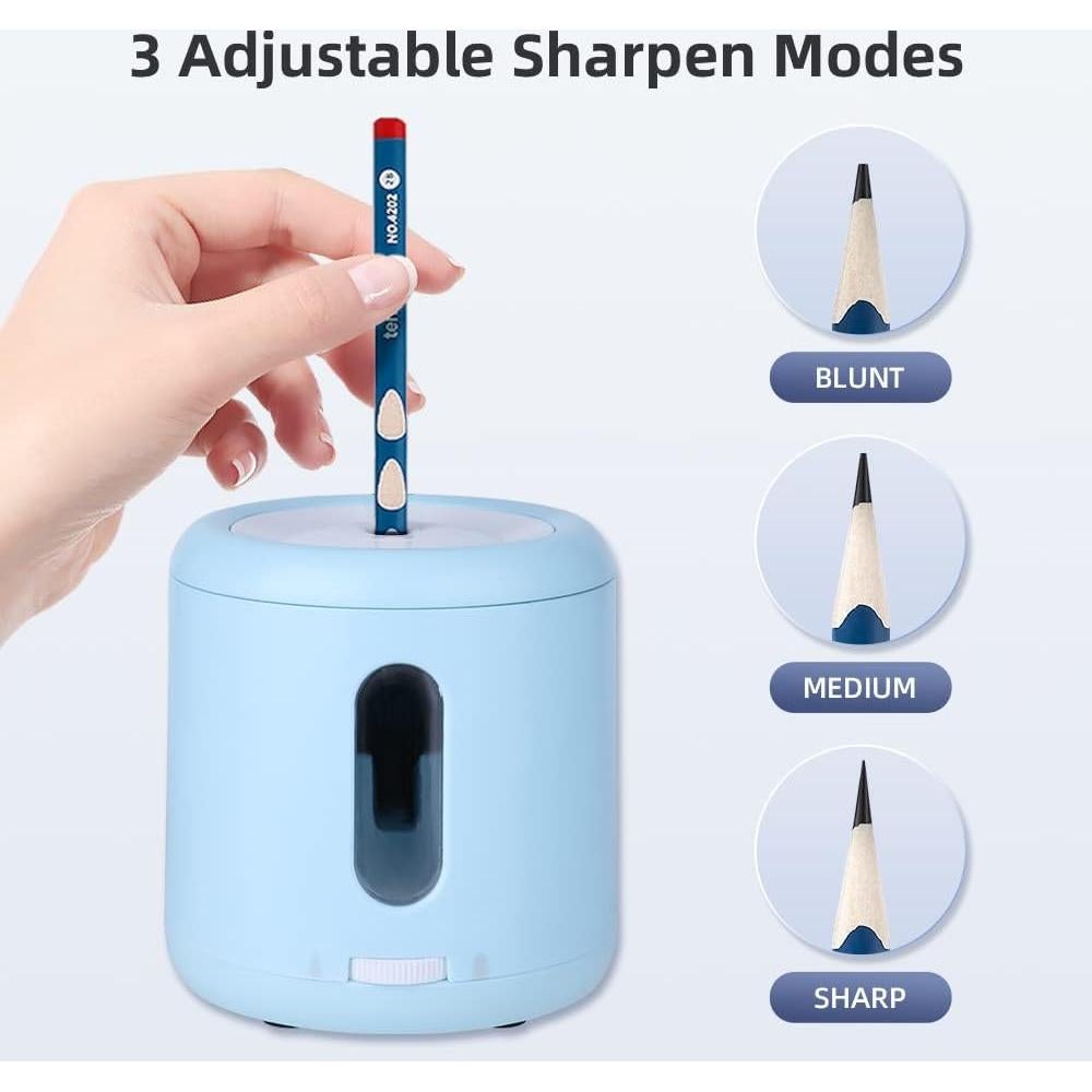 Sacapuntas eléctrico Tihoo portátil azul para lápices 6-8mm