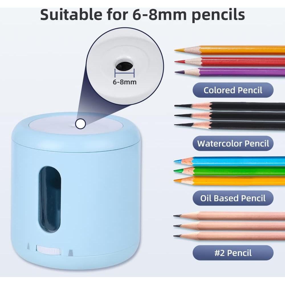 Sacapuntas eléctrico Tihoo portátil azul para lápices 6-8mm