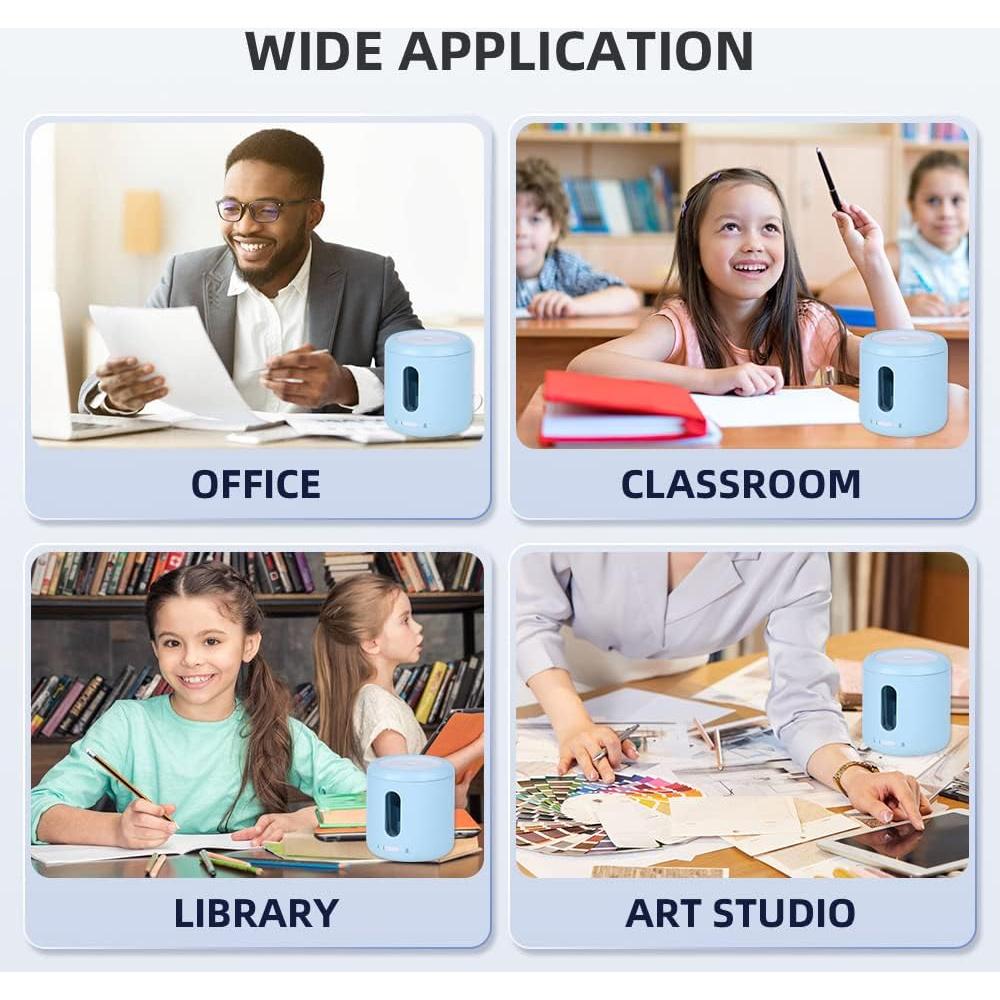 Sacapuntas eléctrico Tihoo portátil azul para lápices 6-8mm