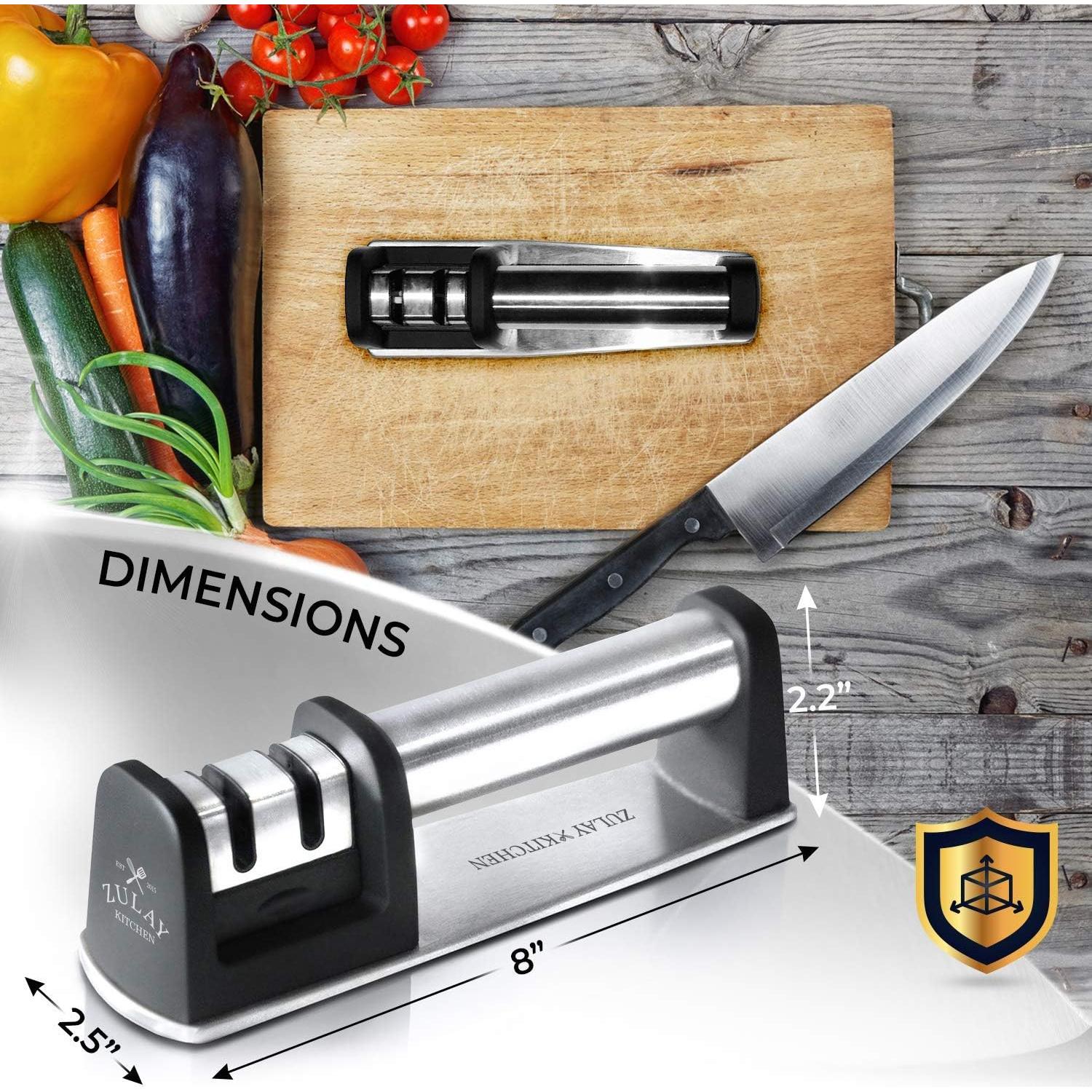 Afilador de cuchillos Zulay 2 etapas + Guante resistente