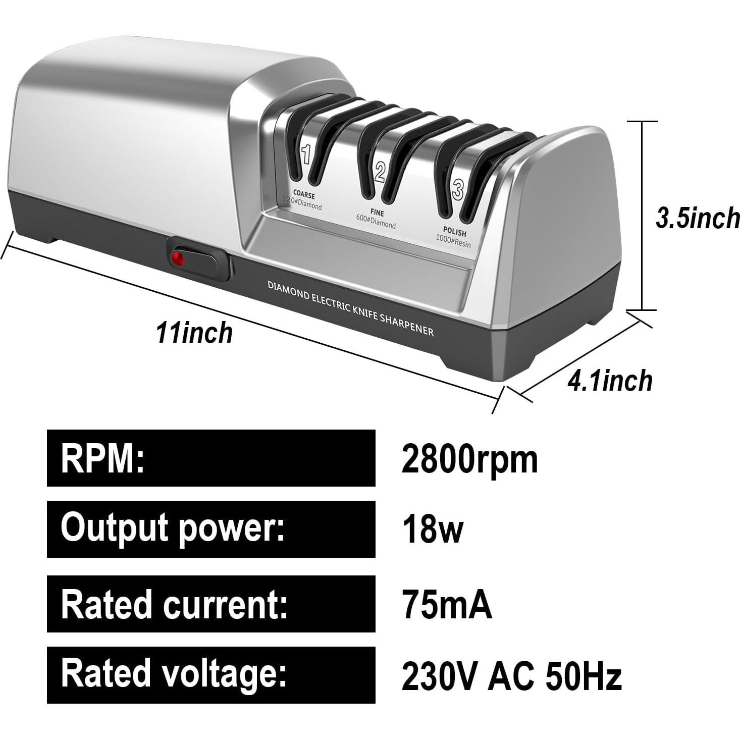 Afilador eléctrico de cuchillos Casuenia 3 etapas 1.15 kg