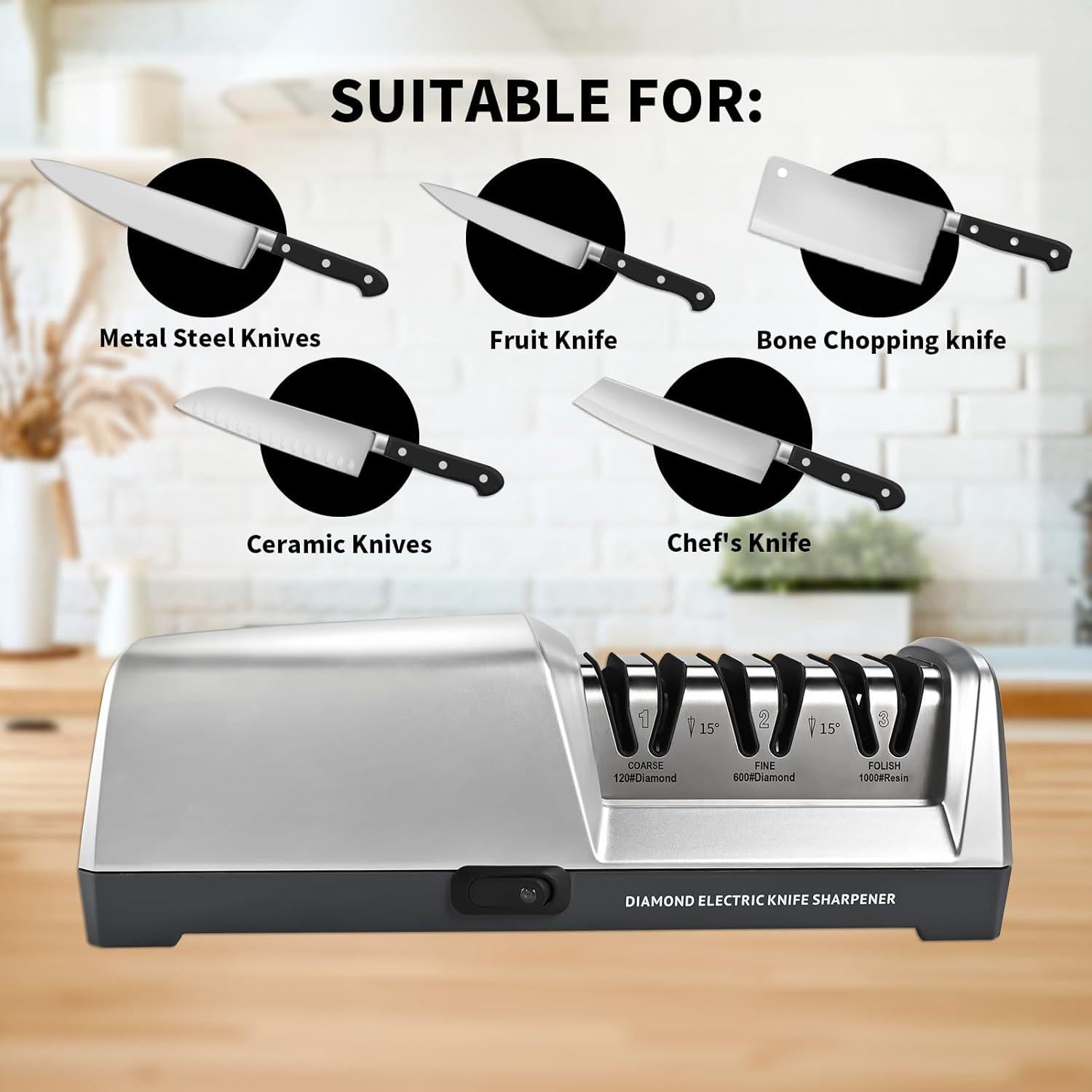 Afilador eléctrico de cuchillos Casuenia 3 etapas 1.15 kg