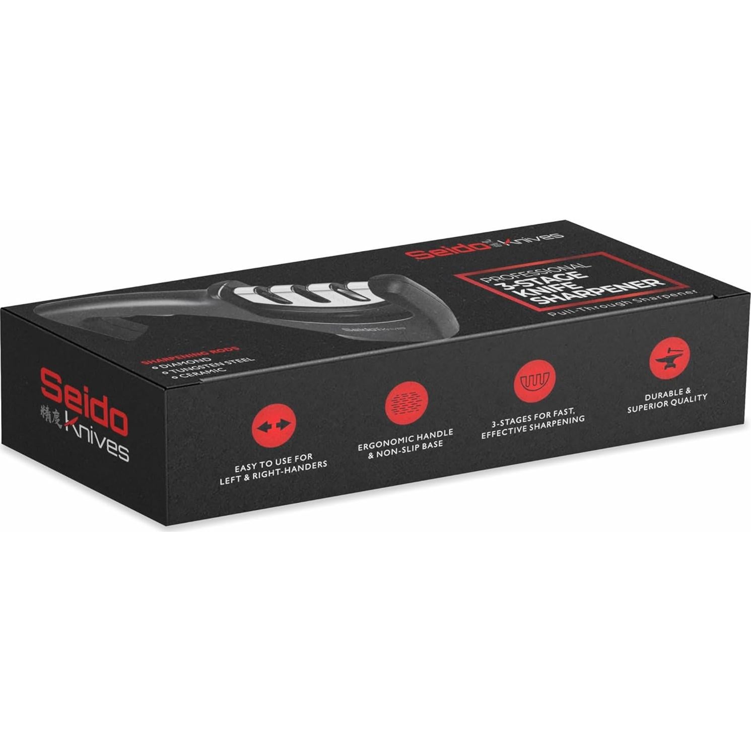 Afilador de cuchillos Seido 3 etapas - Diamante, tungsteno y cerámica