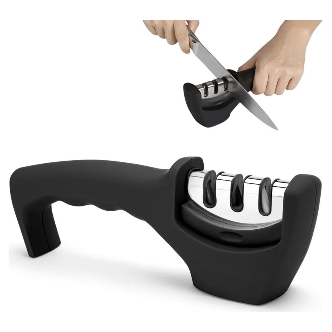 Afilador de cuchillos 3 en 1 HoneyHu con base antideslizante