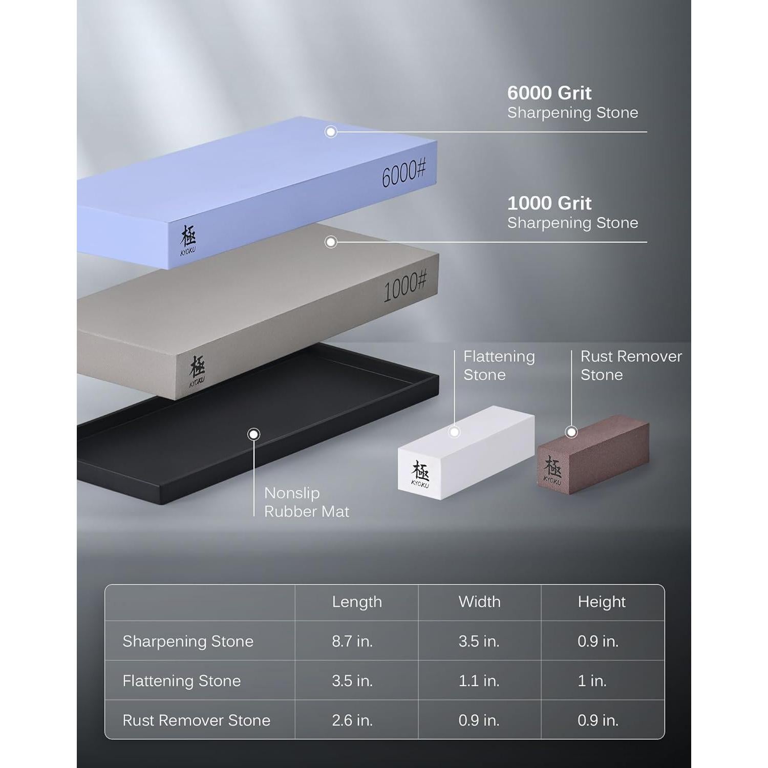 Kit de afilado KYOKU con piedras 1000 y 6000 granos