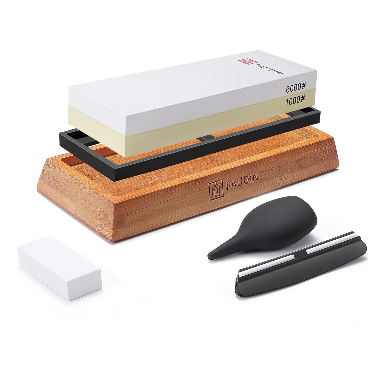 Kit de Afilador de Cuchillos PAUDIN 1000/6000 Grit con Base Antideslizante