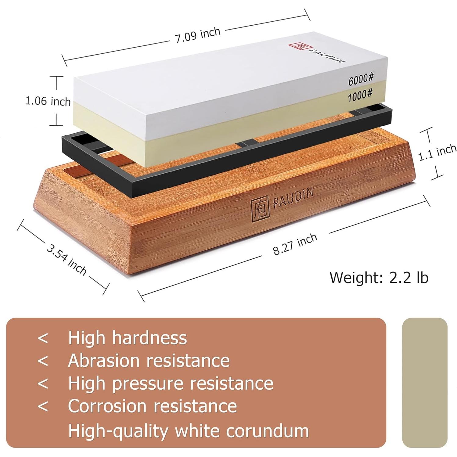 Kit de Afilador de Cuchillos PAUDIN 1000/6000 Grit con Base Antideslizante