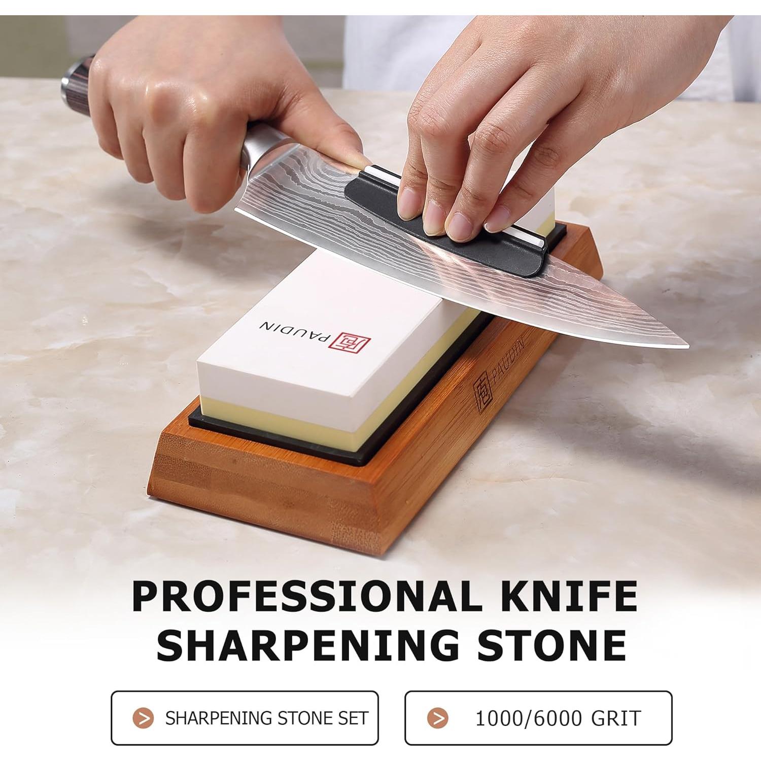 Kit de Afilador de Cuchillos PAUDIN 1000/6000 Grit con Base Antideslizante