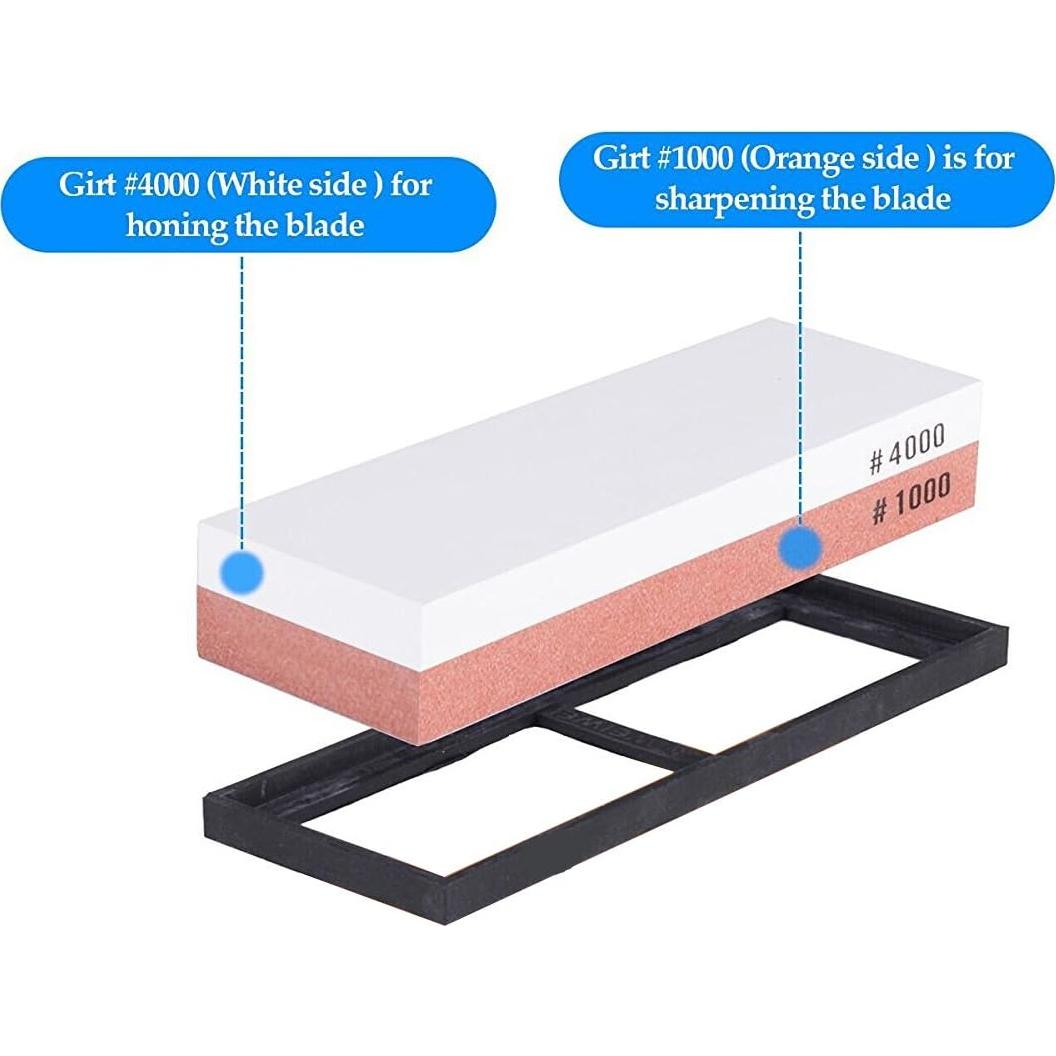 Piedra de Afilado HornTide 1000/4000 con Soporte 18.4x6.4 cm