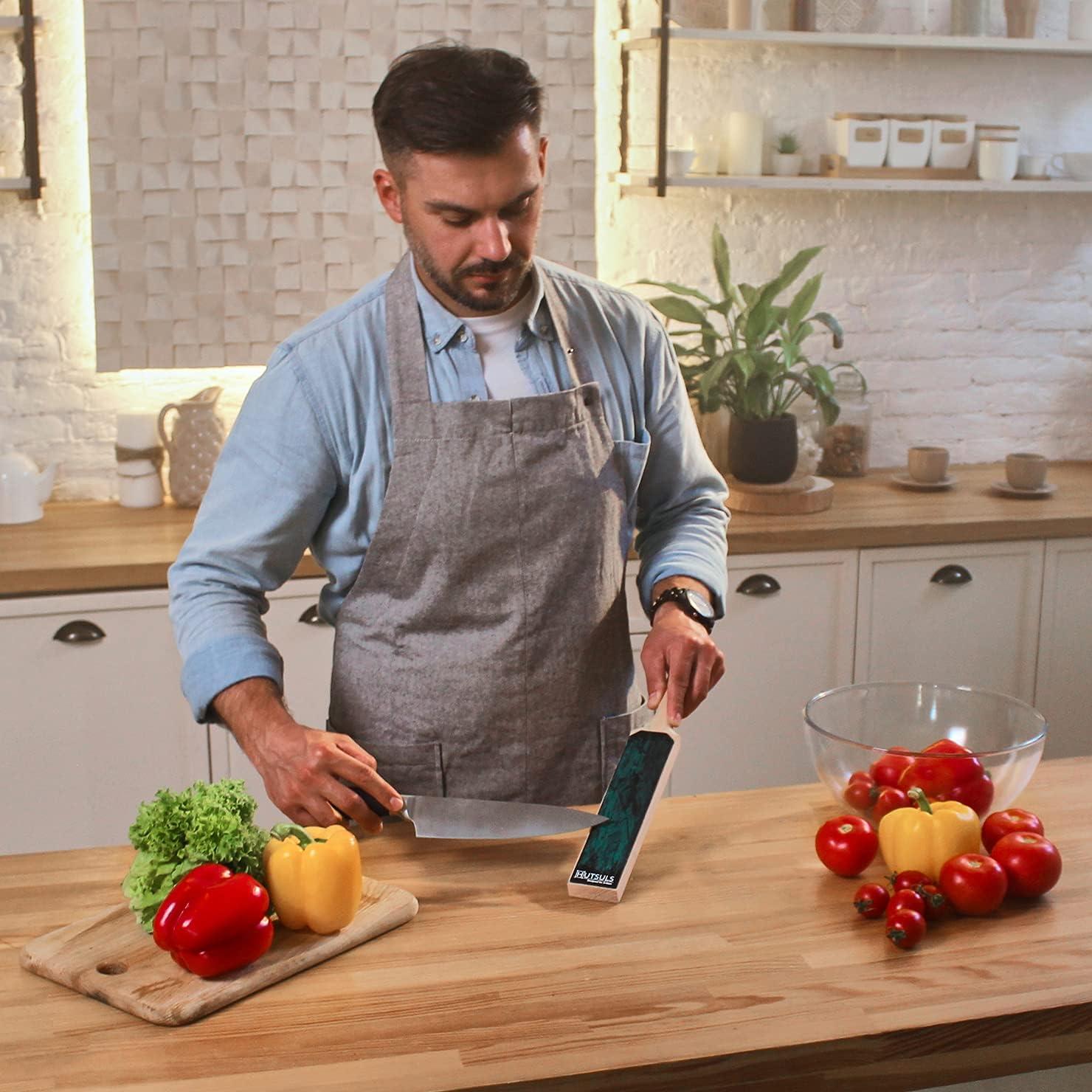 Kit de Afilado de Cuchillos Hutsuls - Cuero Doble Cara, Mango Ergonómico