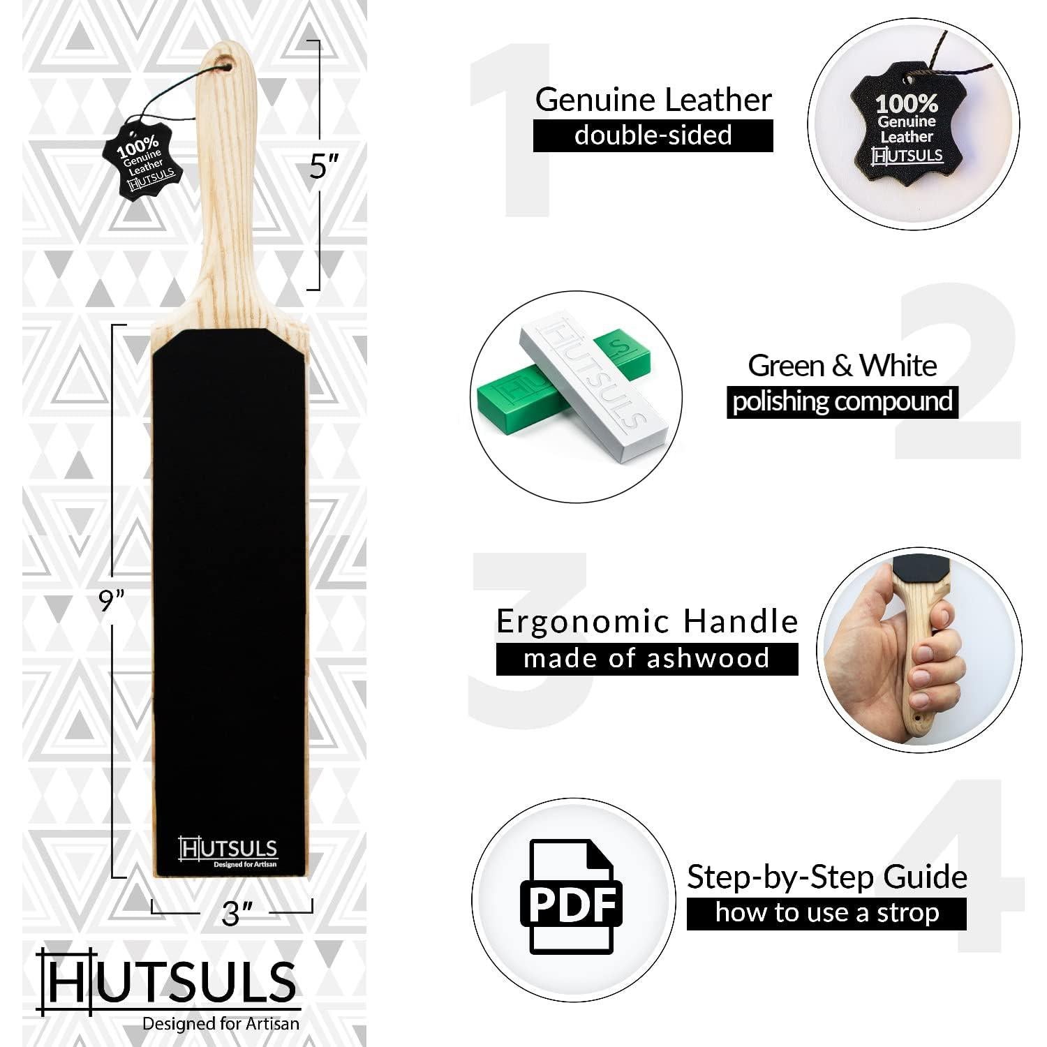 Bloque de Afilado de Cuero Hutsuls con Compuesto Verde 35.56x7.62 cm