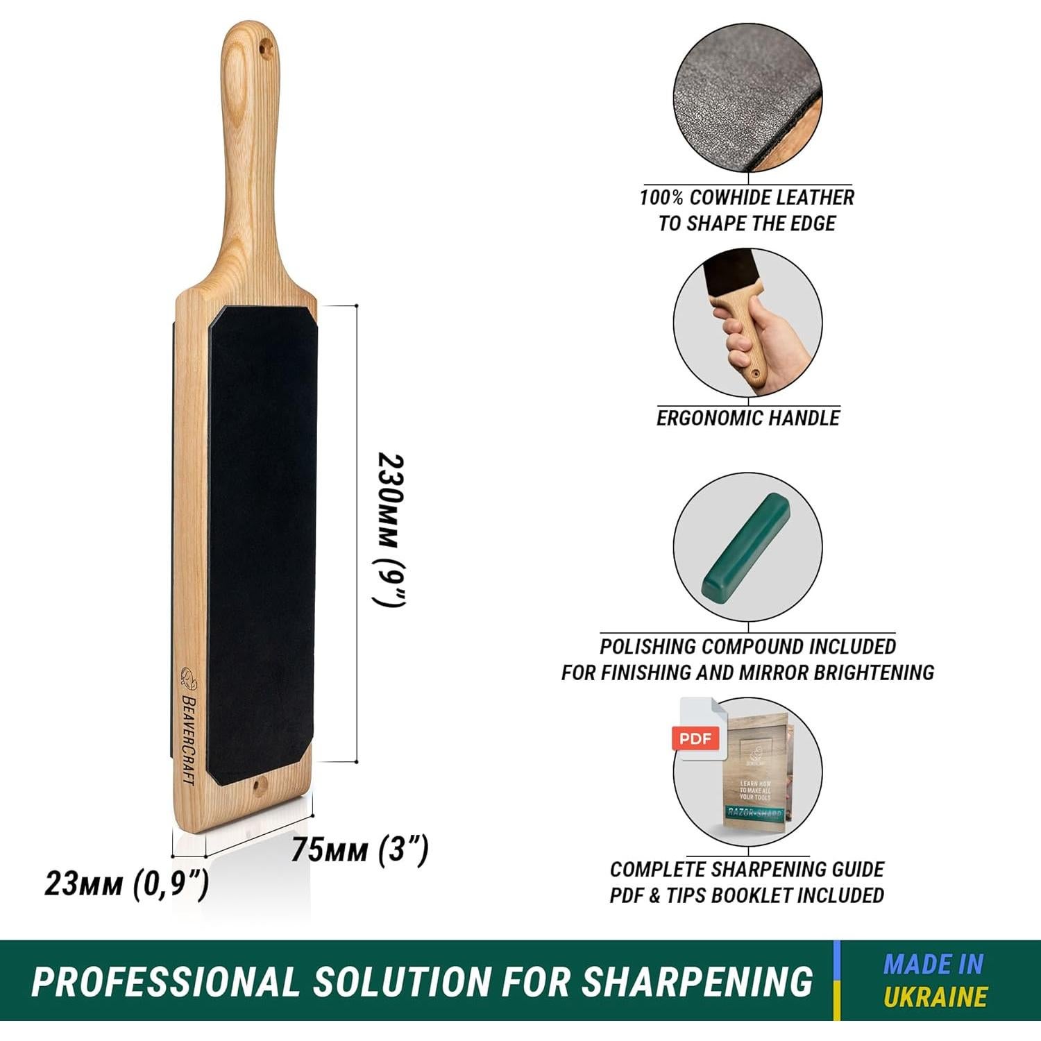 Kit de Afilado de Cuchillos BeaverCraft con Stropping de Piel 38.6 cm