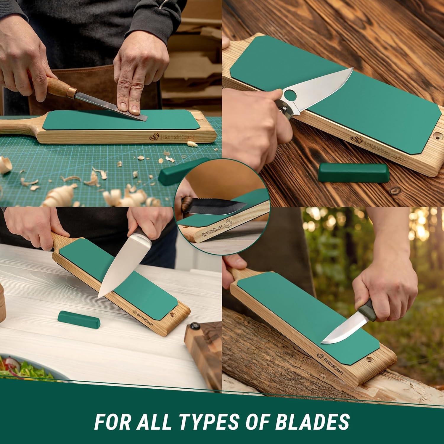 Kit de Afilado de Cuchillos BeaverCraft con Stropping de Piel 38.6 cm