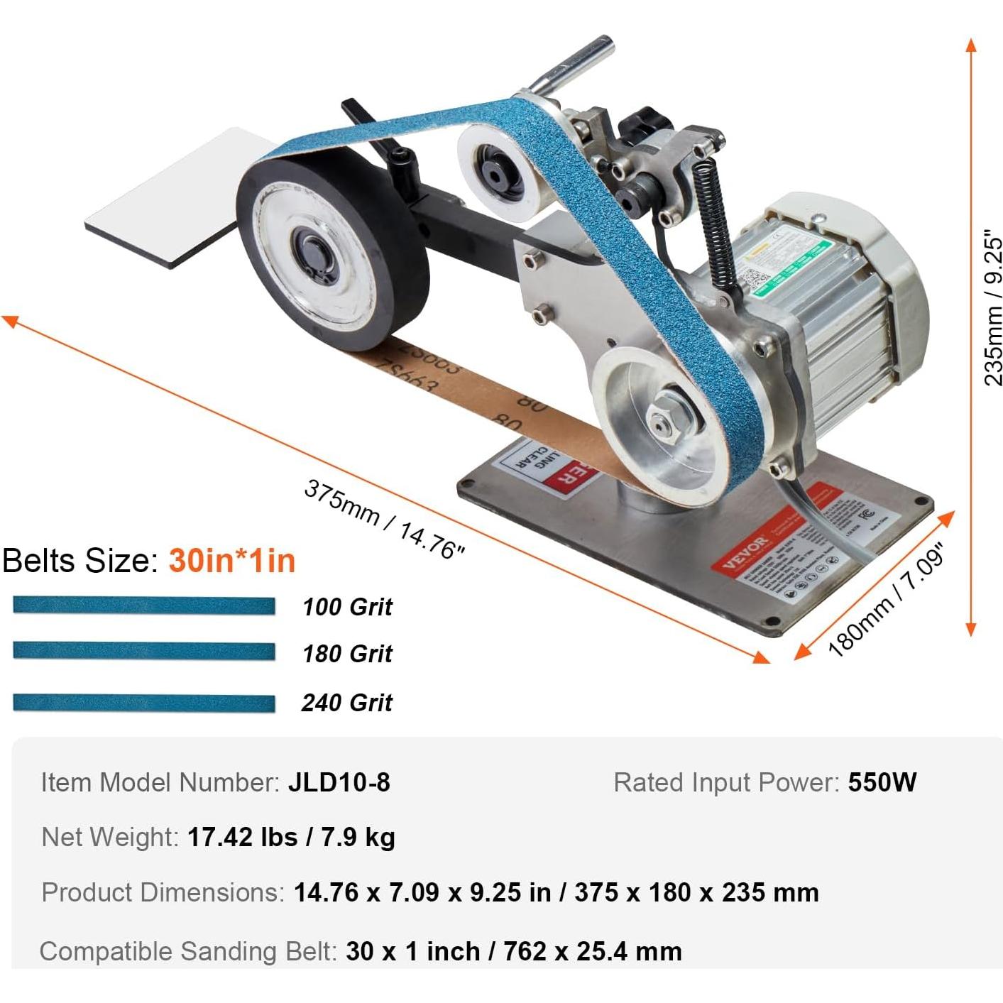 Pulidora de Banda VEVOR 550W 30x2.54cm Velocidad Variable