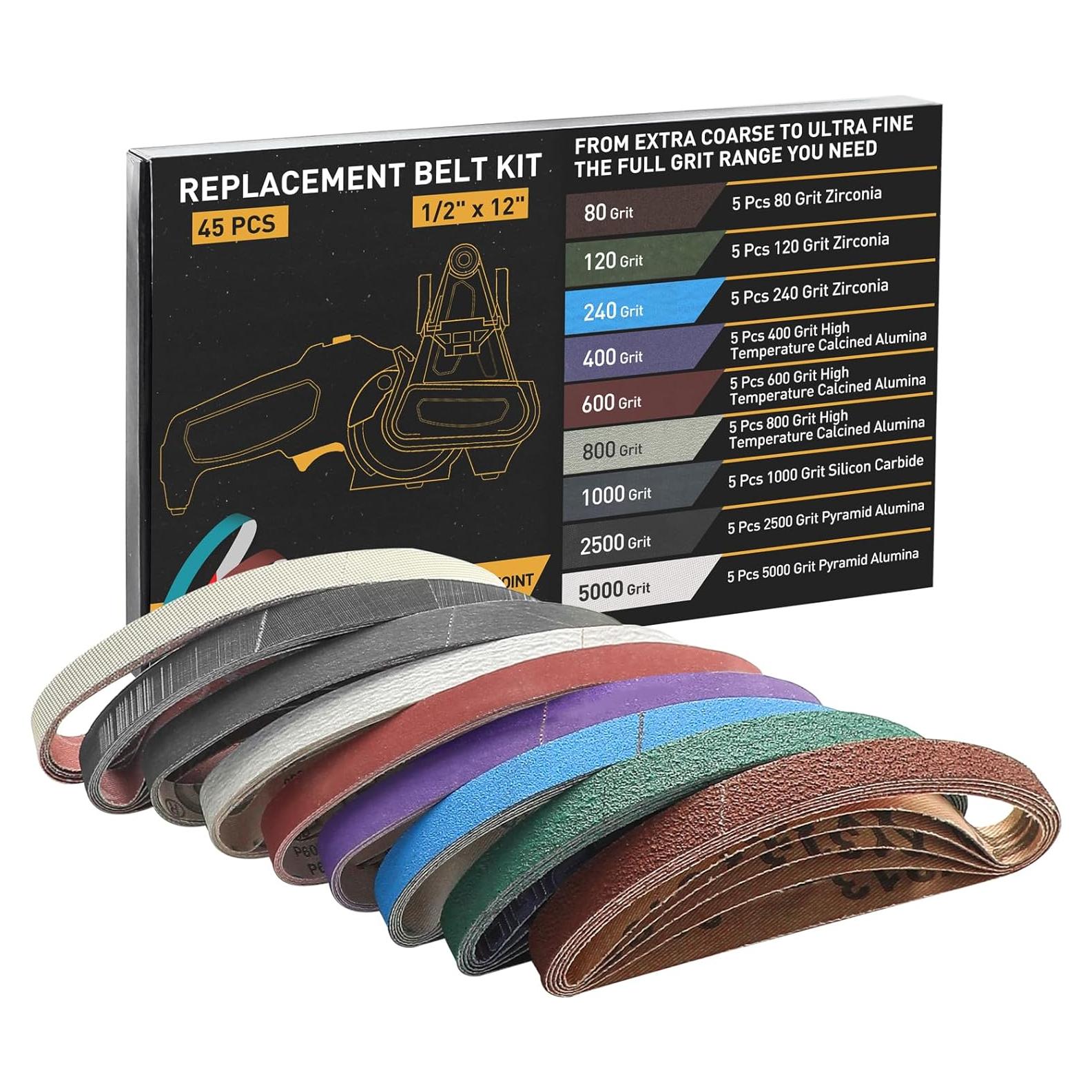 Kit de Cintas de Reemplazo Work Sharp 45 Pcs 1/2" x 30.5 cm Granos Variados