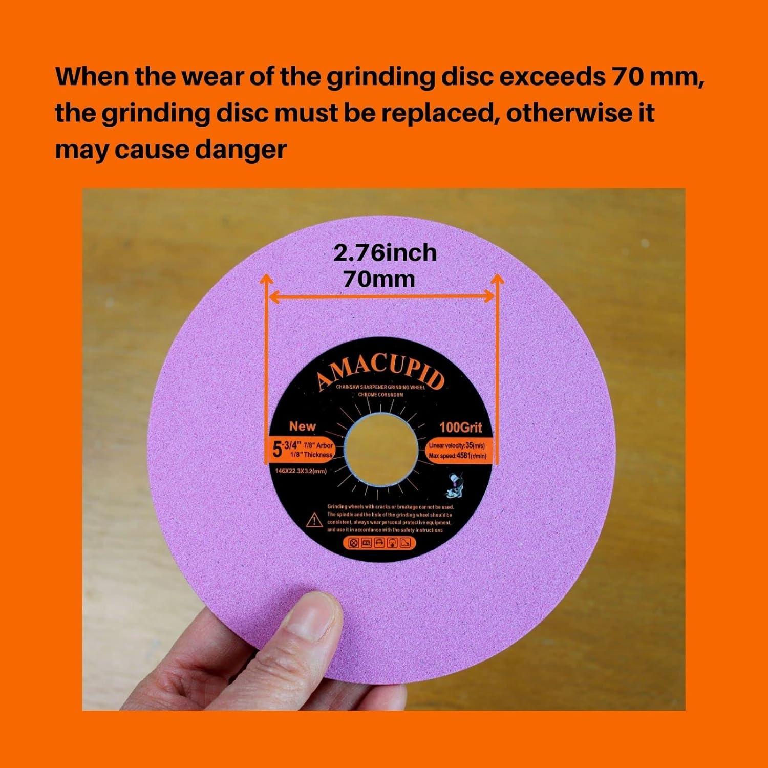 Rueda de Afilado de Motosierra AmaCupid 146 mm Óxido de Cromo