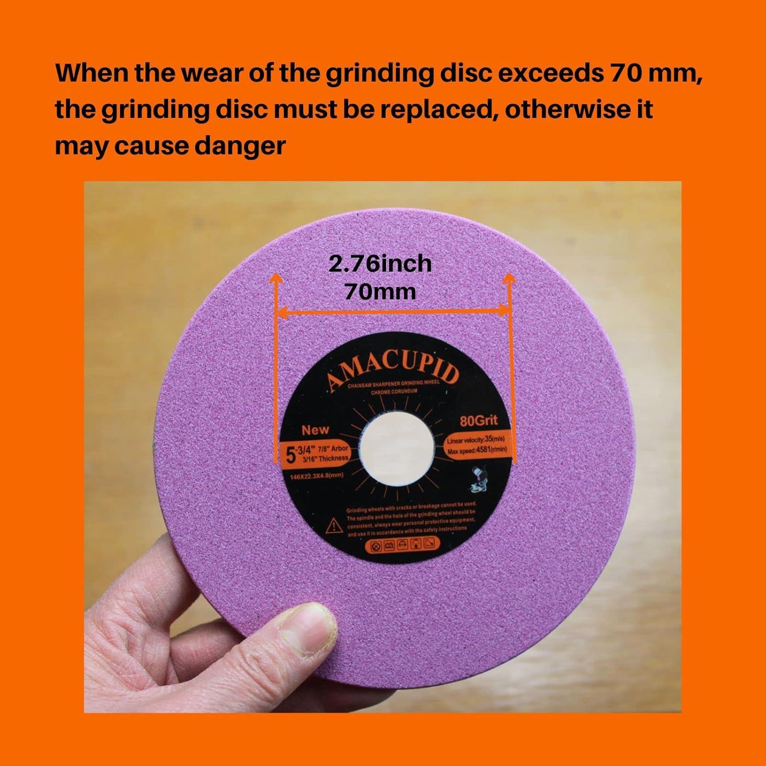 Rueda de Afilado de Motosierra AmaCupid 146 mm Óxido de Cromo