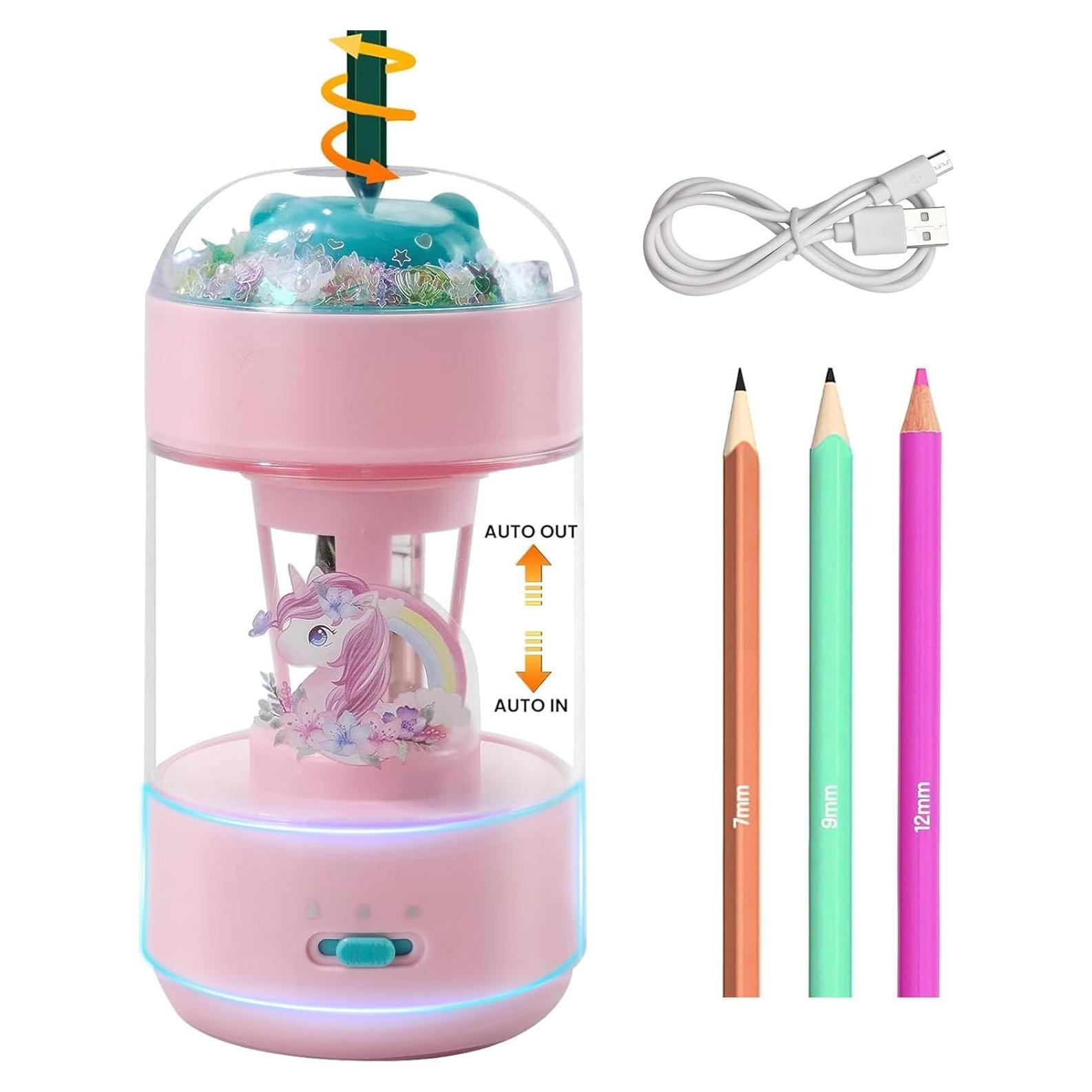 Sacapuntas Eléctrico ZQS Automático Rosa para Lápices