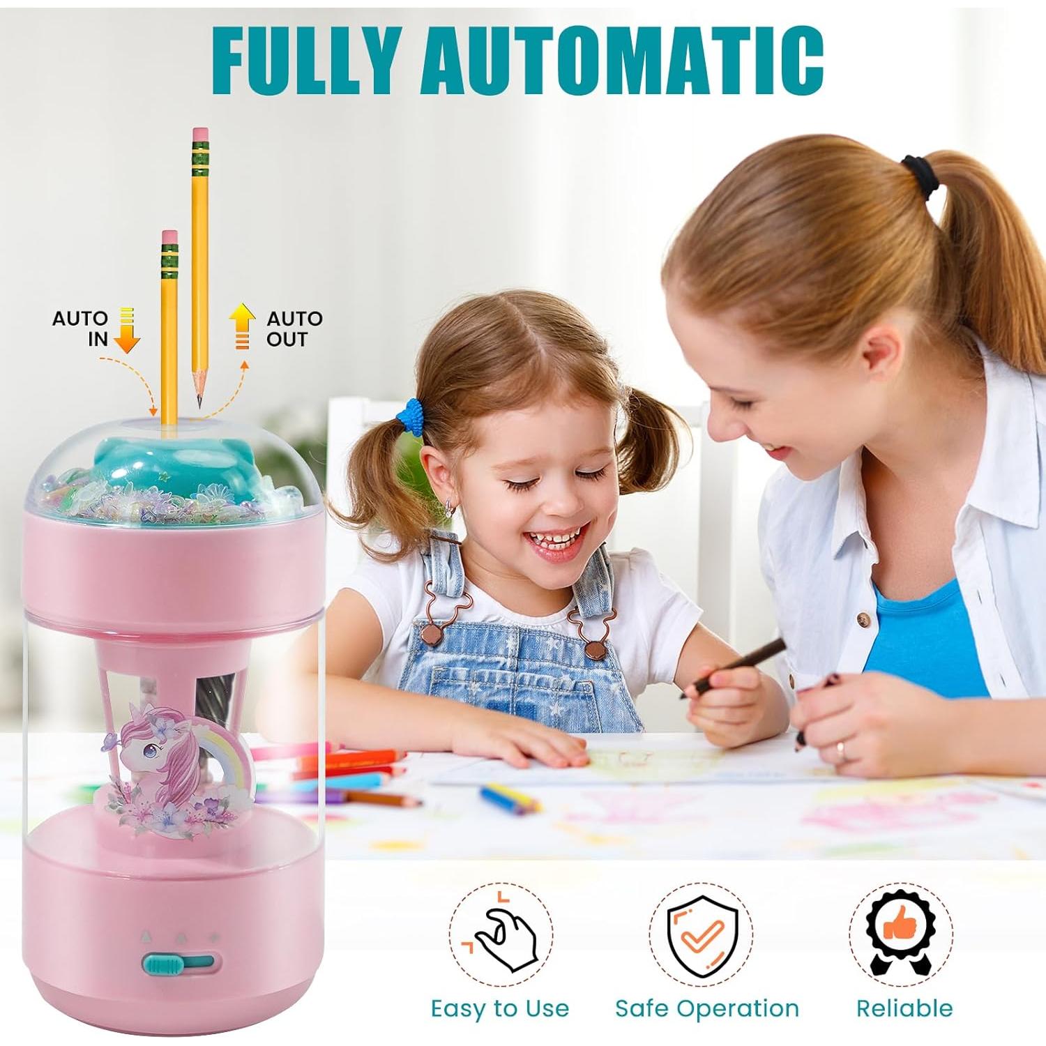 Sacapuntas Eléctrico ZQS Automático Rosa para Lápices