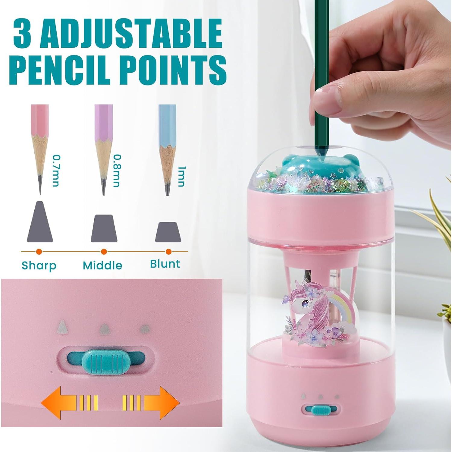 Sacapuntas Eléctrico ZQS Automático Rosa para Lápices