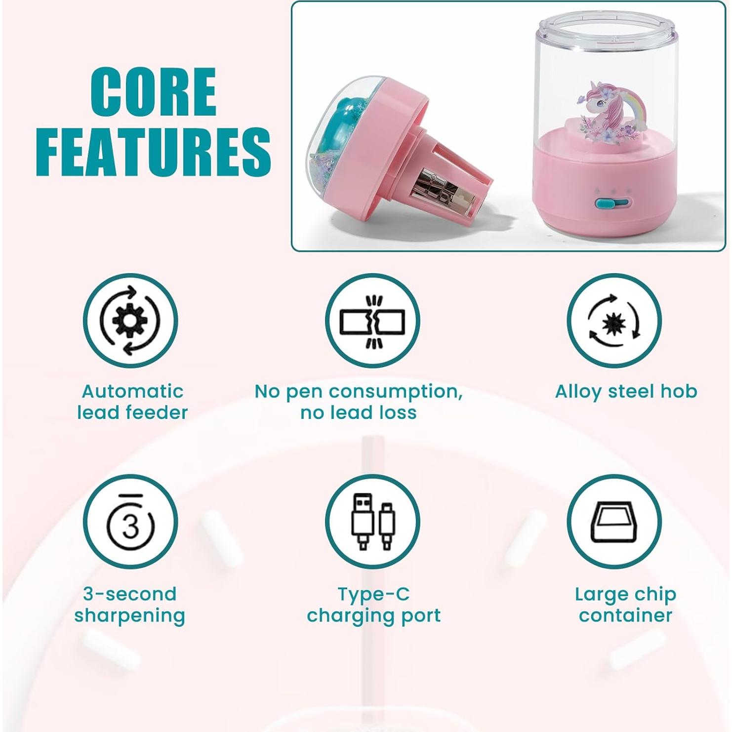 Sacapuntas Eléctrico ZQS Automático Rosa para Lápices