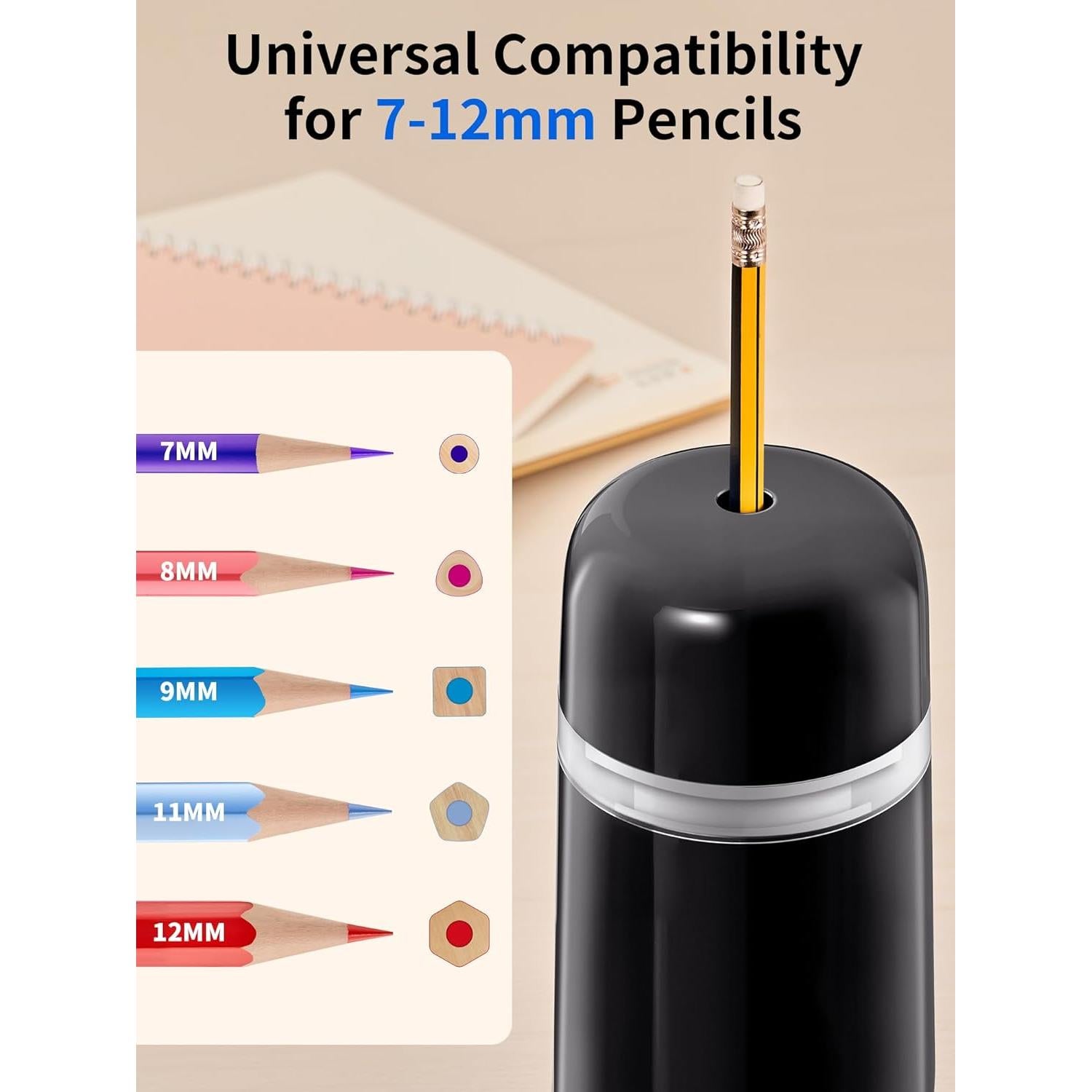 Sacapuntas Eléctrico Automático JARLINK Negro 3 Modos 2000mAh