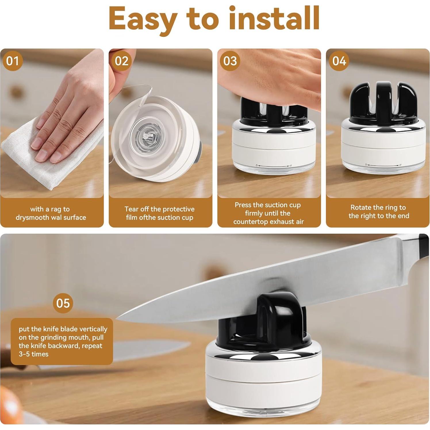 Afilador de cuchillos manos libres BSTOPXX 2 etapas con ventosa