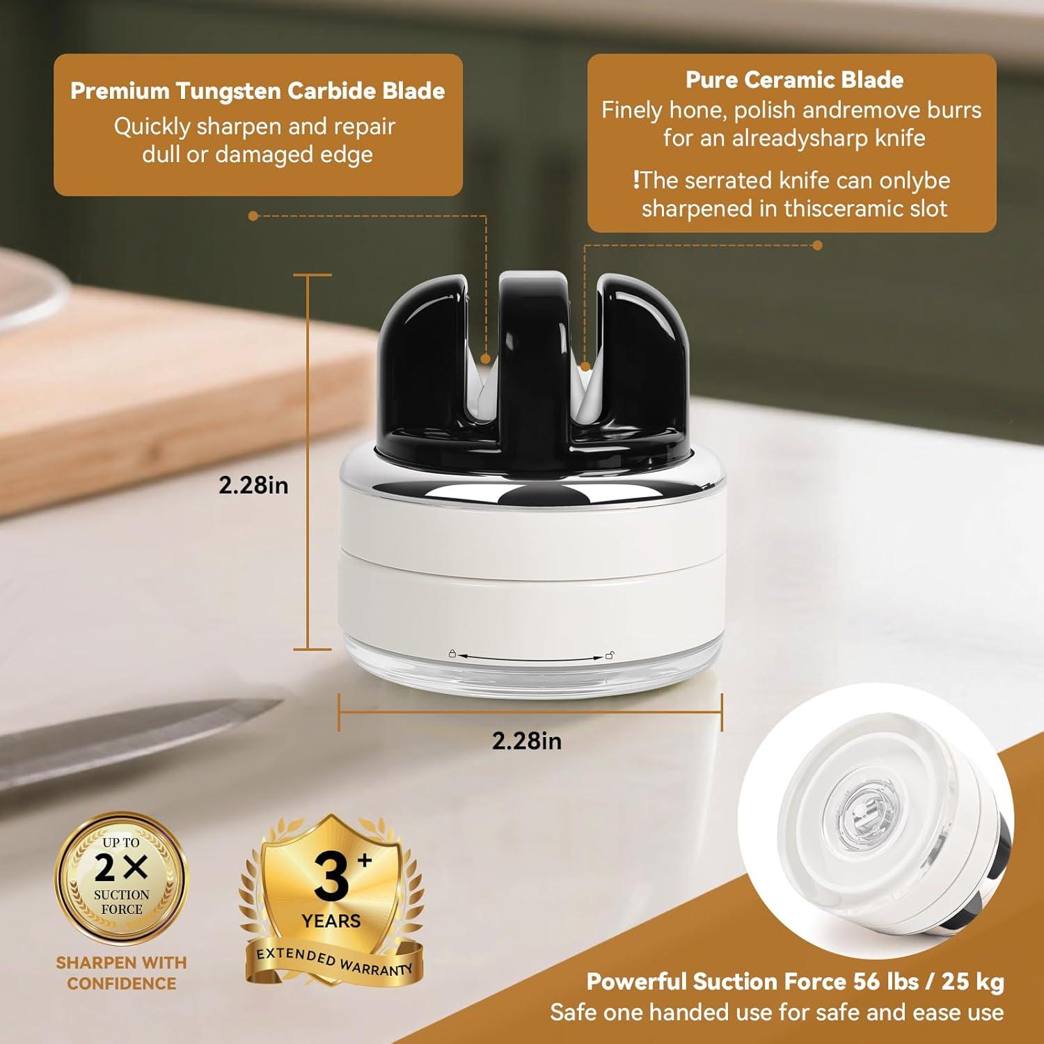 Afilador de cuchillos manos libres BSTOPXX 2 etapas con ventosa