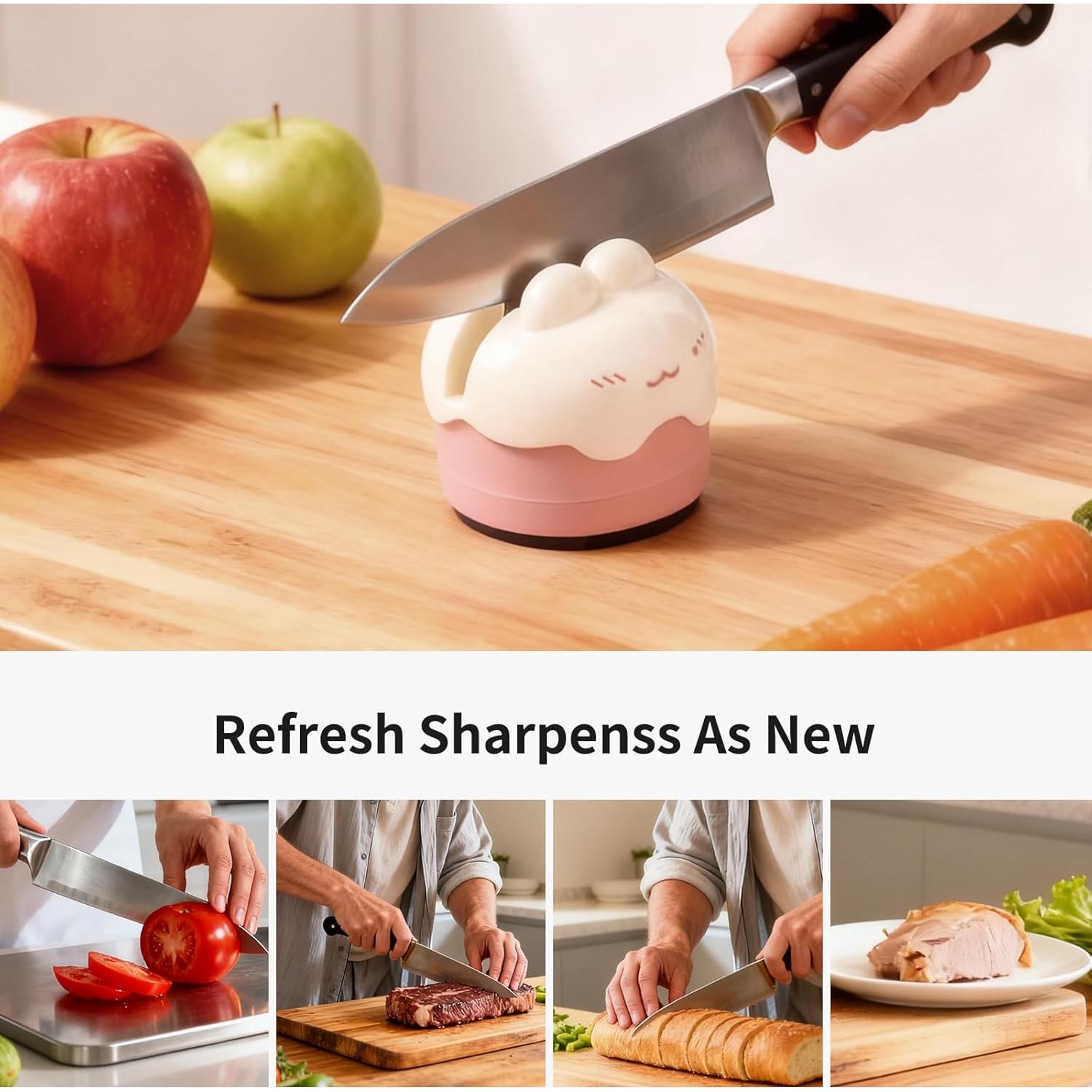 Afilador de cuchillos PUOPOSTY compacto con base de succión