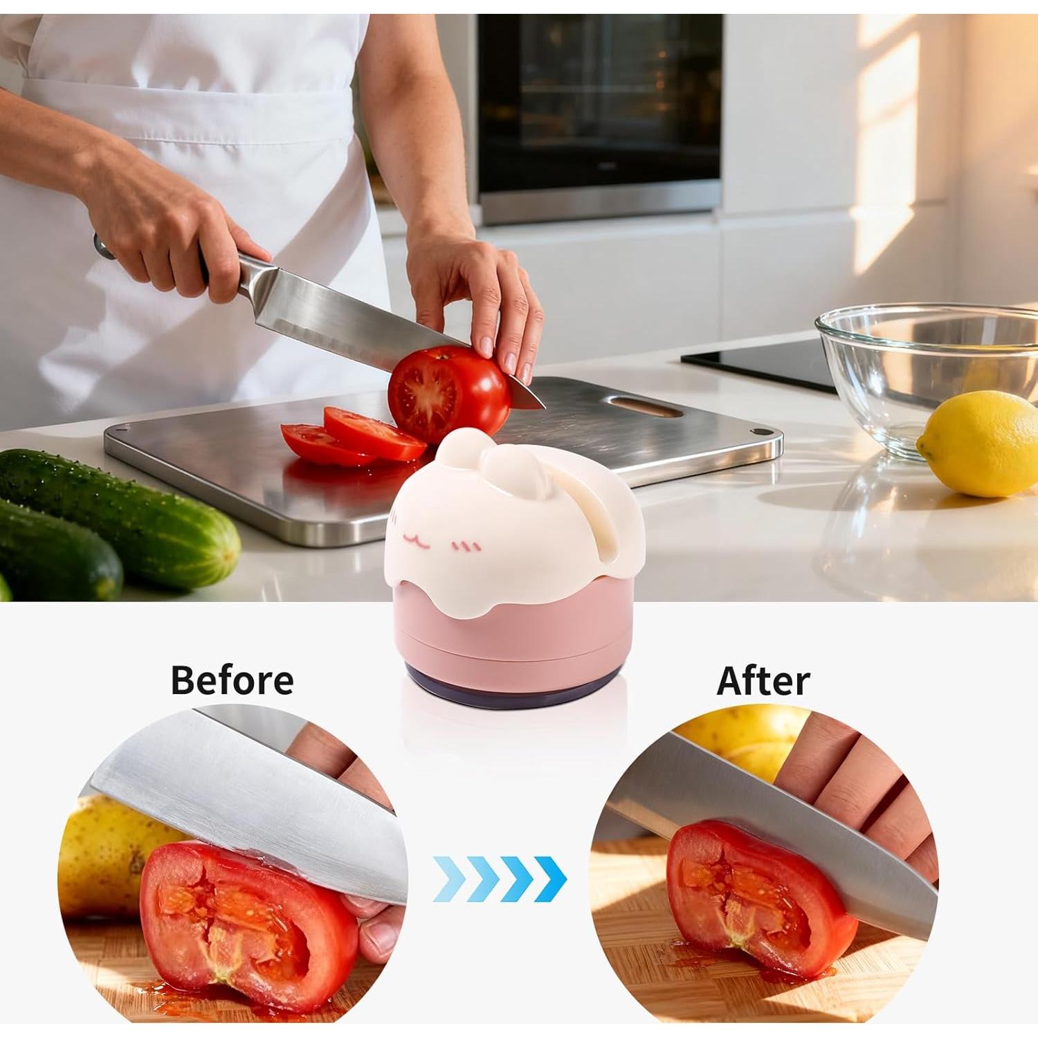 Afilador de cuchillos PUOPOSTY compacto con base de succión