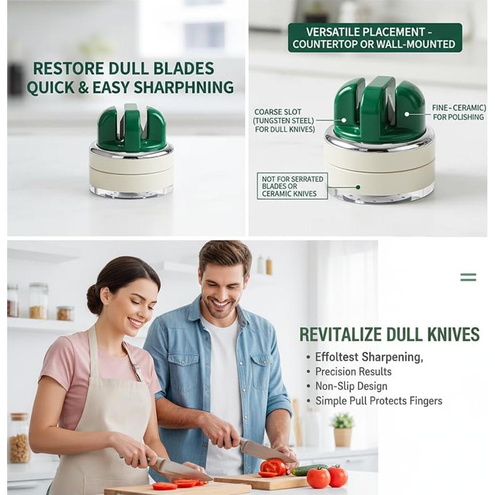 Afilador de cuchillos Vantico multiángulo con ventosa