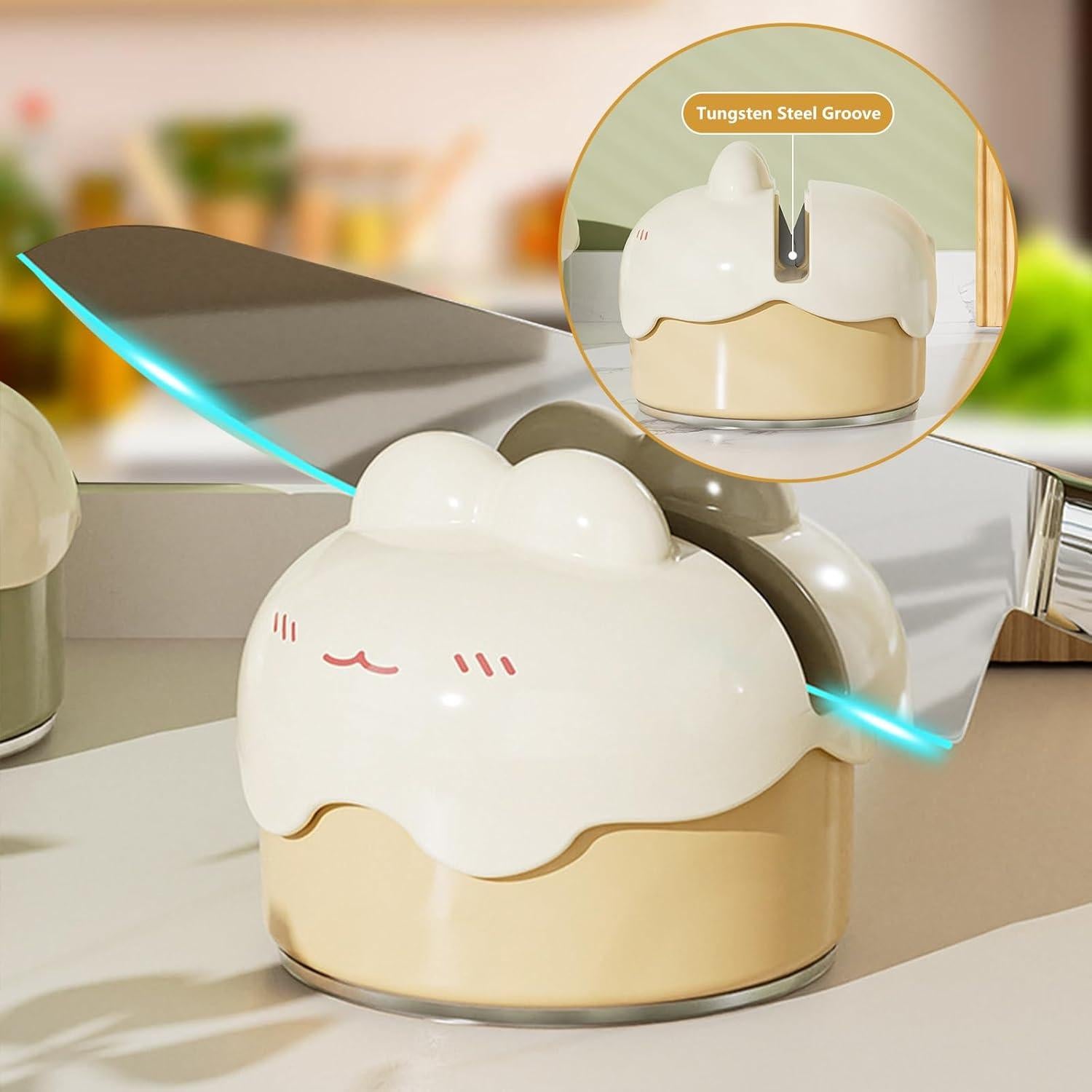 Afilador de cuchillos Kumet con base de ventosa Rosa