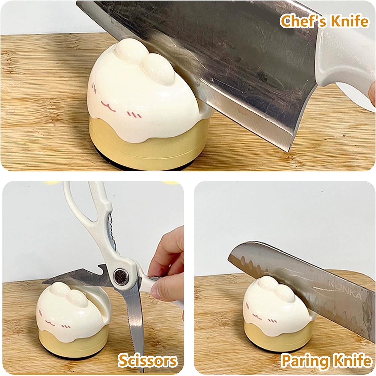 Afilador de cuchillos Kumet con base de ventosa Rosa