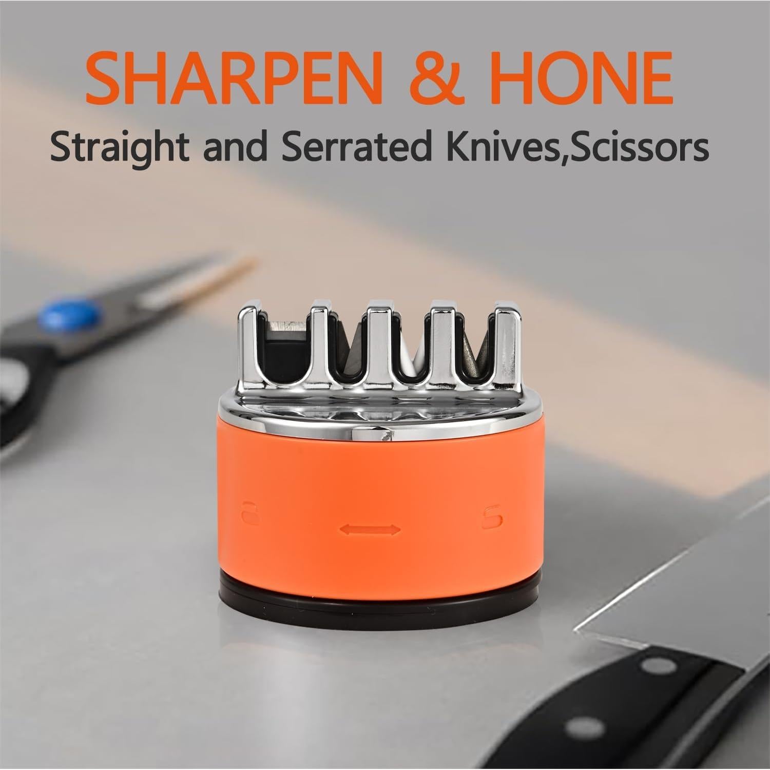 Afilador de cuchillos y tijeras Genérico 4 etapas Naranja