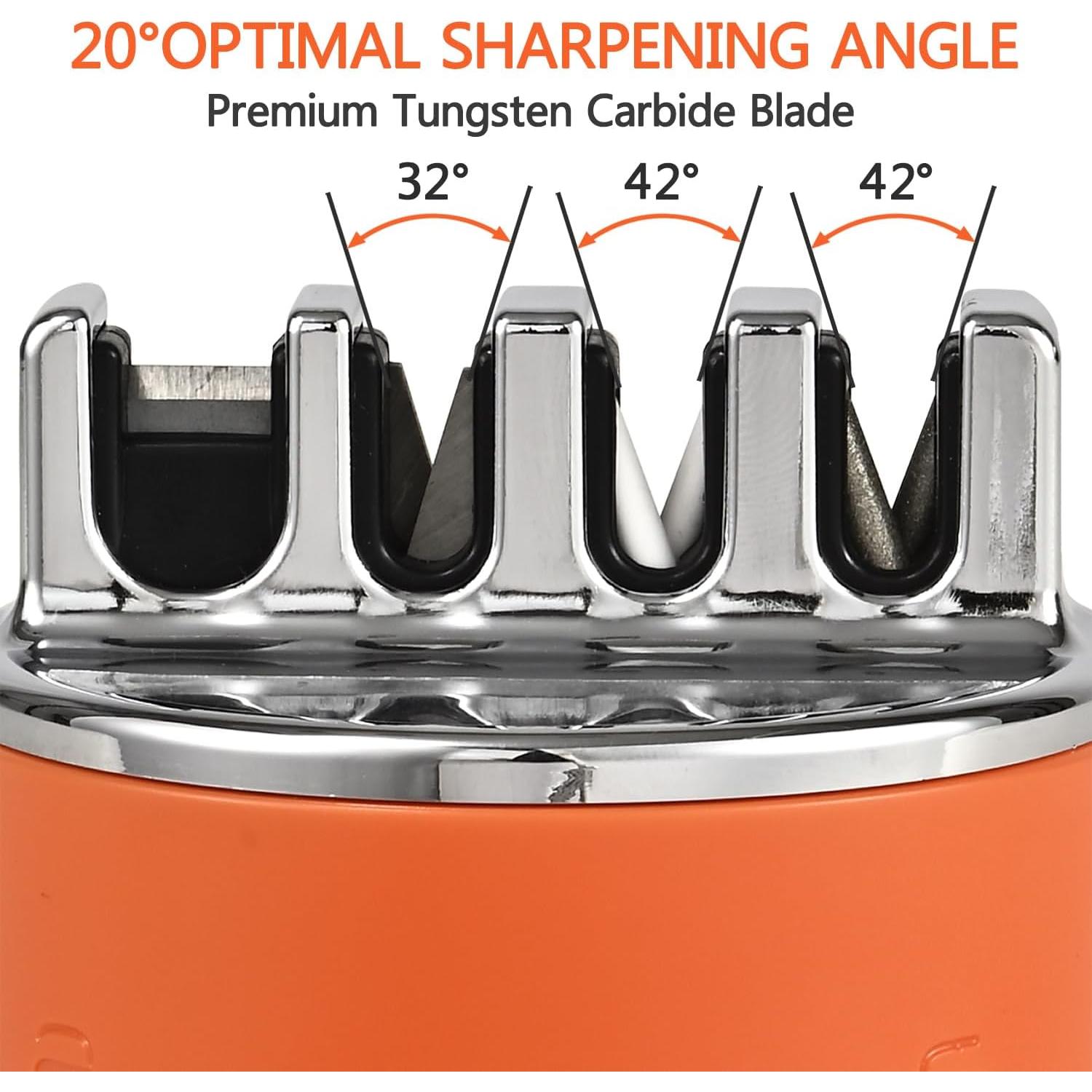 Afilador de cuchillos y tijeras Genérico 4 etapas Naranja