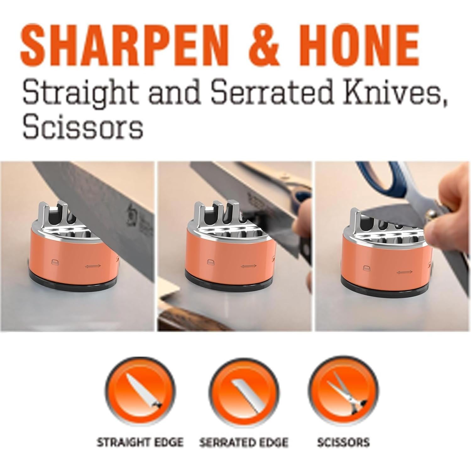 Afilador de cuchillos y tijeras Genérico 4 etapas Naranja