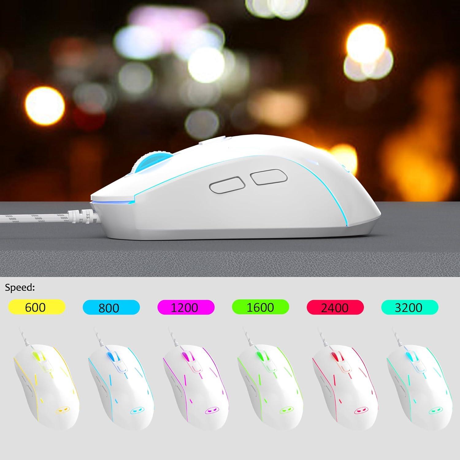 Combo Teclado y Ratón Gaming MageGee GT838 RGB Blanco Azul