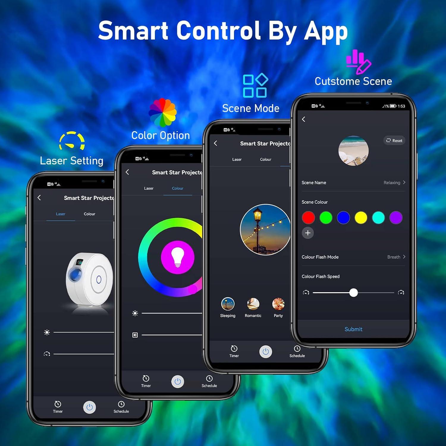 Proyector Galáctico Shenzhen SK20 Negro, Control APP y Voz