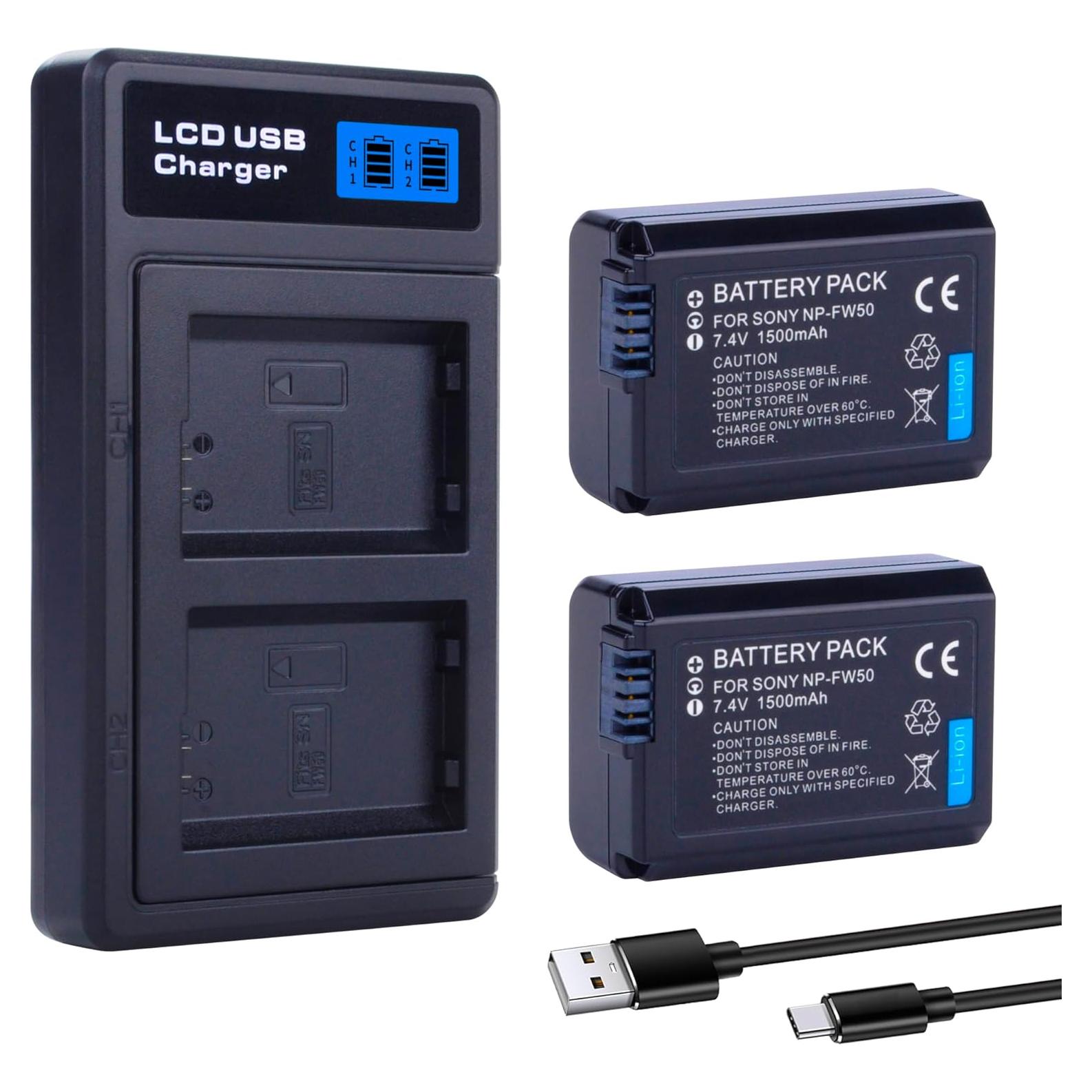 Batería NP-FW50 + Cargador Doble USB con Pantalla LCD - Sony