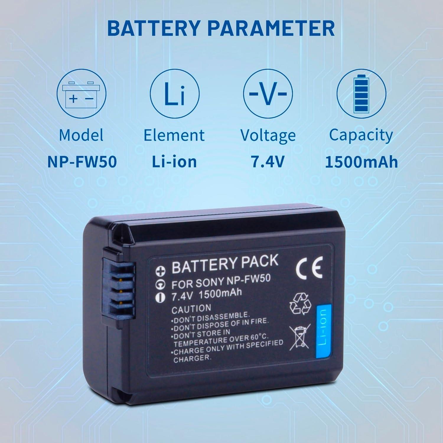 Batería NP-FW50 + Cargador Doble USB con Pantalla LCD - Sony