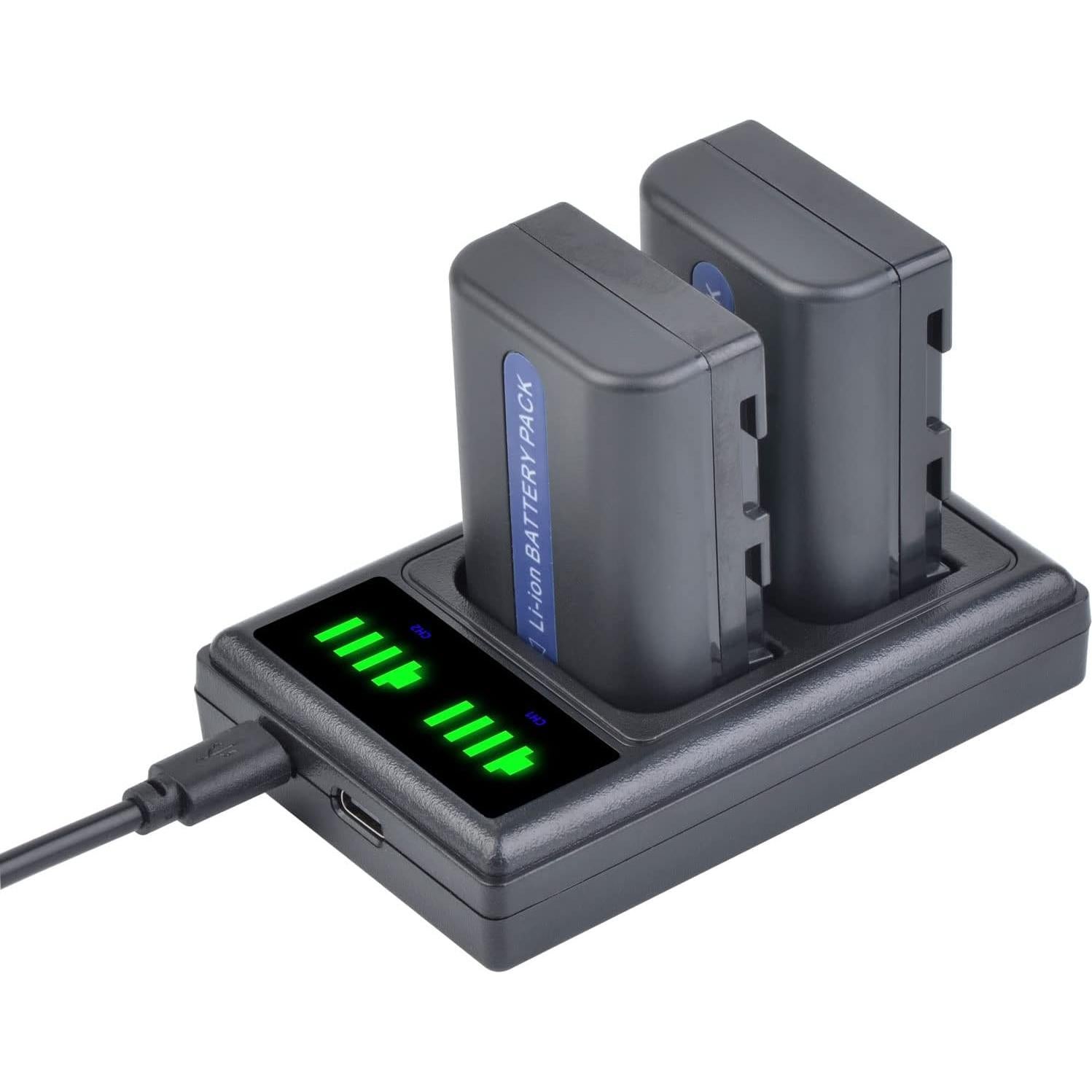Baterías Tectra NP-FM50 1800mAh + Cargador Doble LED USB