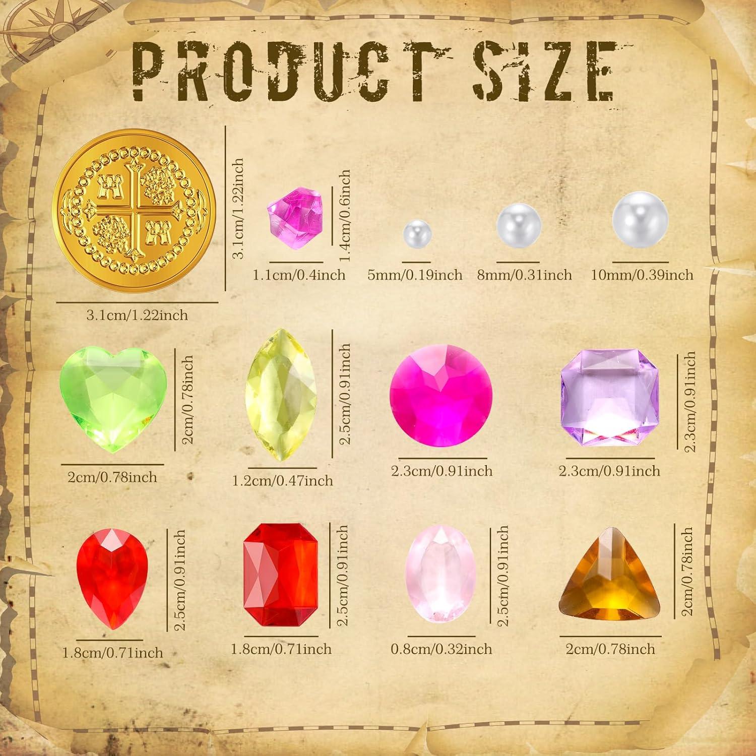 Hanaive 319 Pcs Monedas de Oro Pirata y Gemas Decorativas