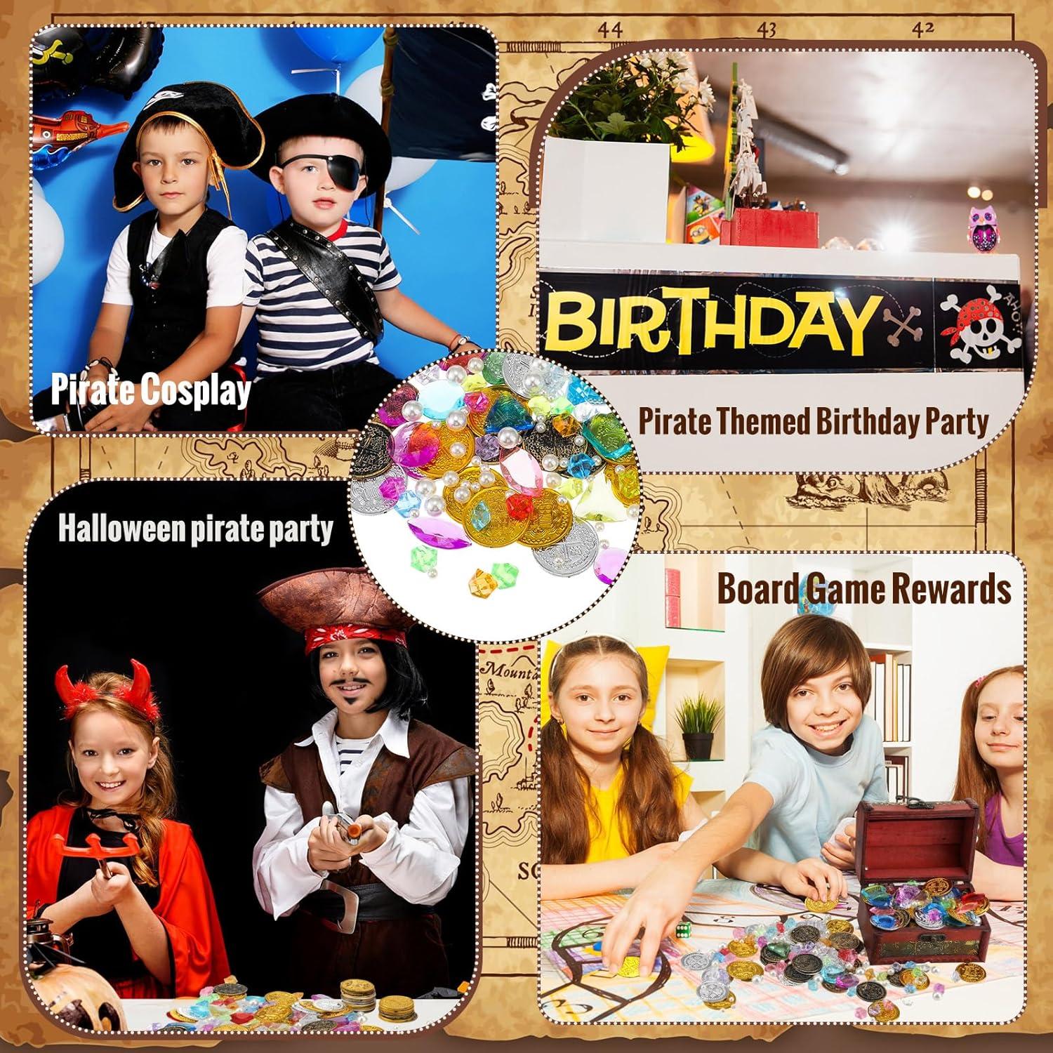 Hanaive 319 Pcs Monedas de Oro Pirata y Gemas Decorativas