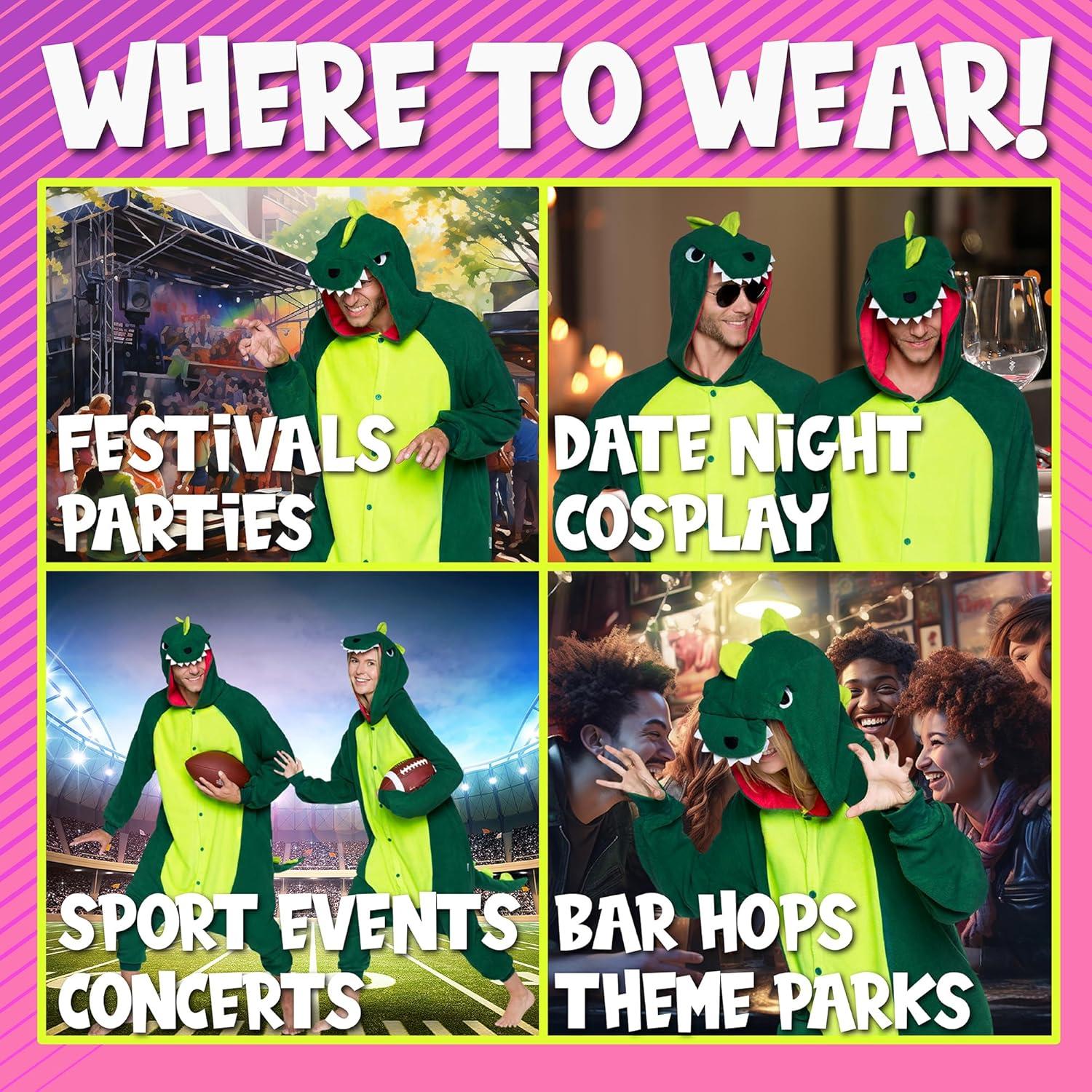 Mono de Dinosaurio Funziez! para Adultos - T-Rex Verde