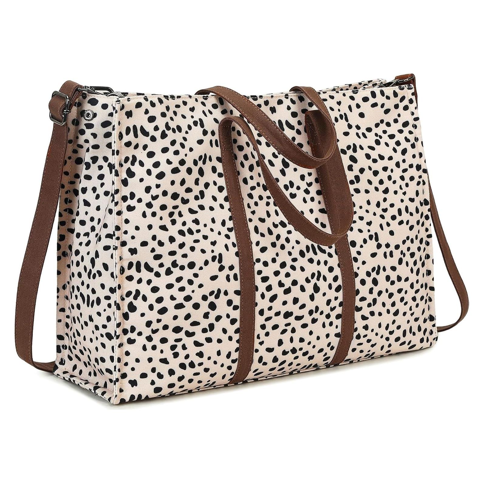 Bolsa Tote para Laptop BTOOP Leopardo 15.6" Lona Mujer