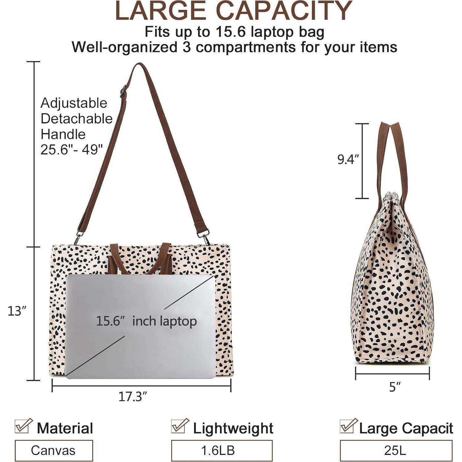 Bolsa Tote para Laptop BTOOP Leopardo 15.6" Lona Mujer