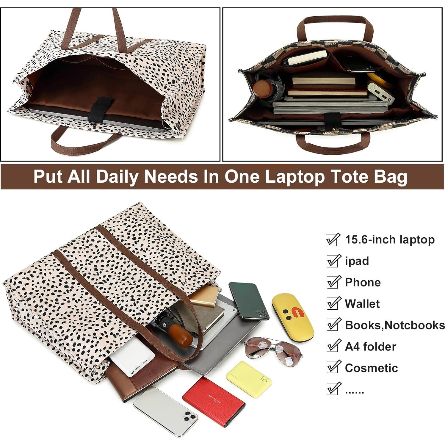 Bolsa Tote para Laptop BTOOP Leopardo 15.6" Lona Mujer