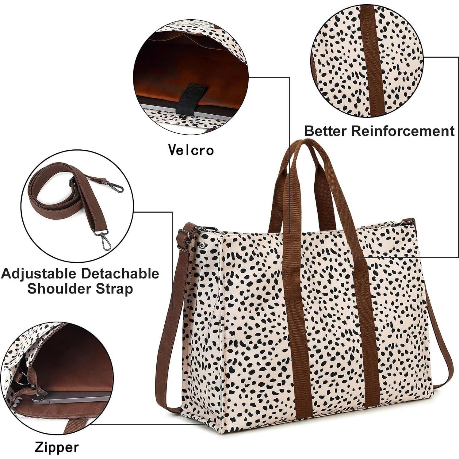 Bolsa Tote para Laptop BTOOP Leopardo 15.6" Lona Mujer