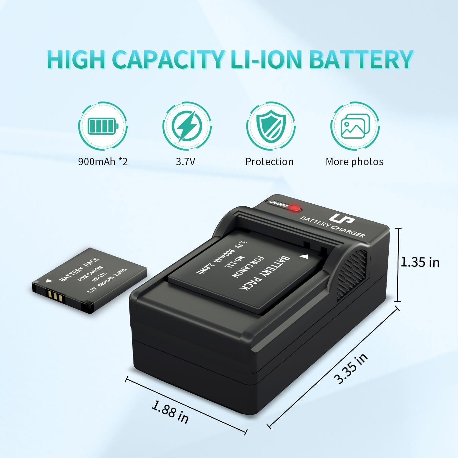 Batería y Cargador LP NB-11L para Canon PowerShot - 2 Unidades 900mAh