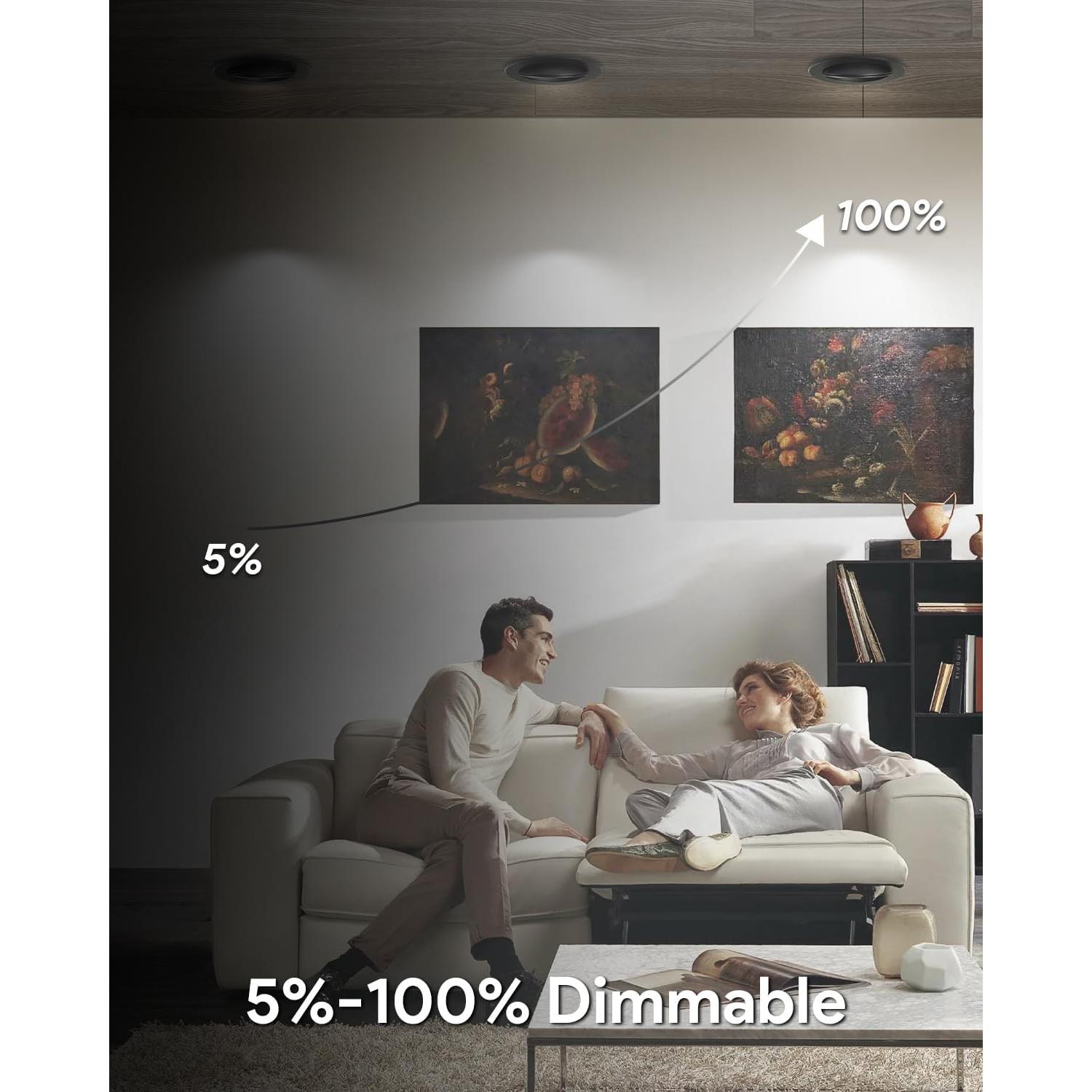 Luces LED Empotradas Gimbal Adetu 4" Negras 12 Paquete 2700K-5000K